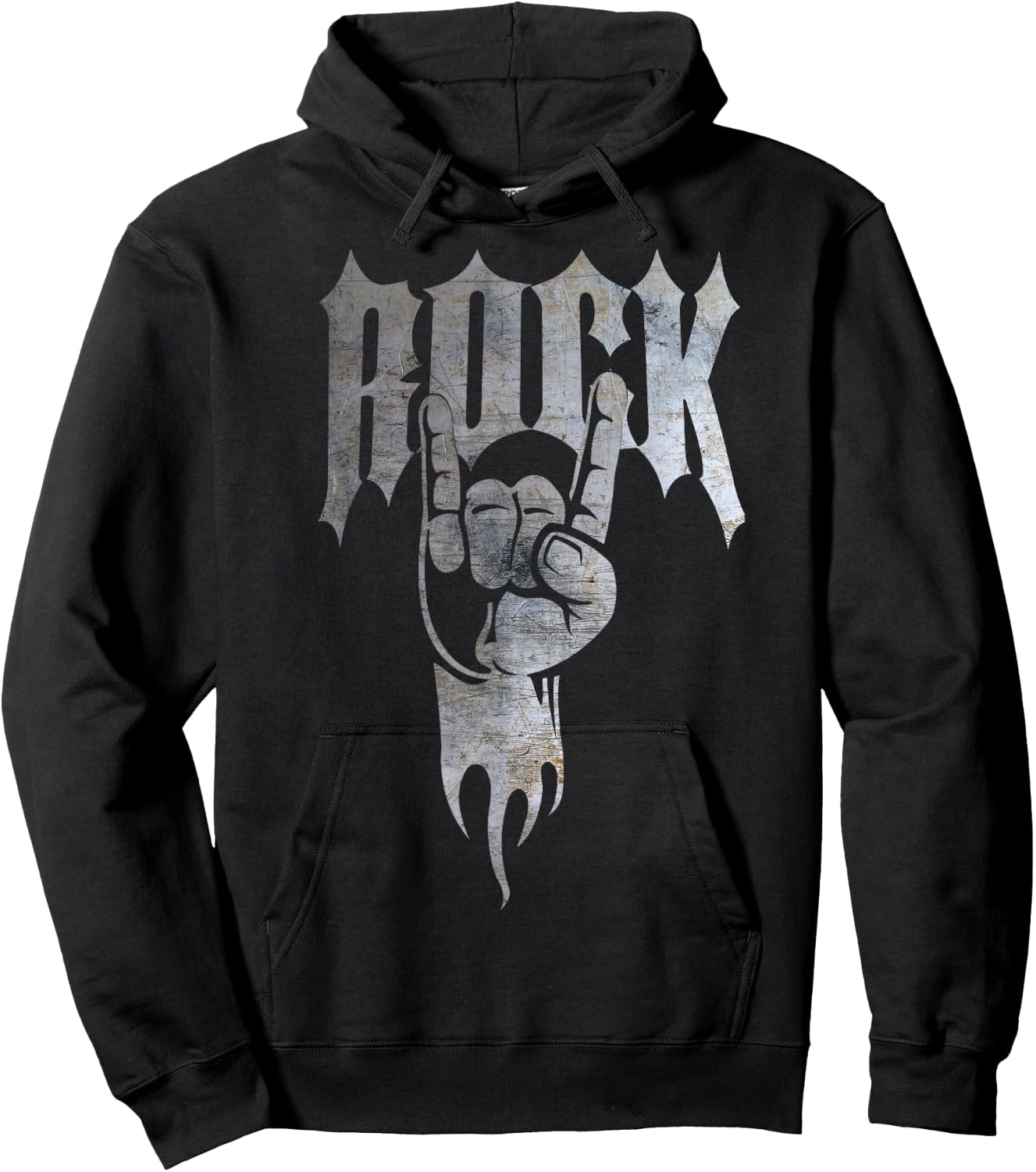 Distressed Metal 80's Rocker Hoodie - Hoodie | Black