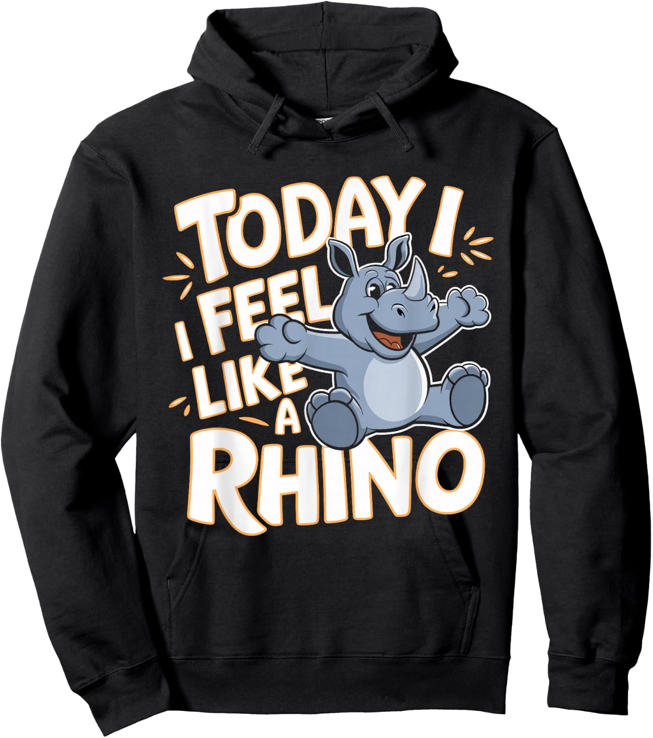 Childrens Today I feel like a Rhino Design | Kids Rhinoceros Hoodie - Hoodie | Black