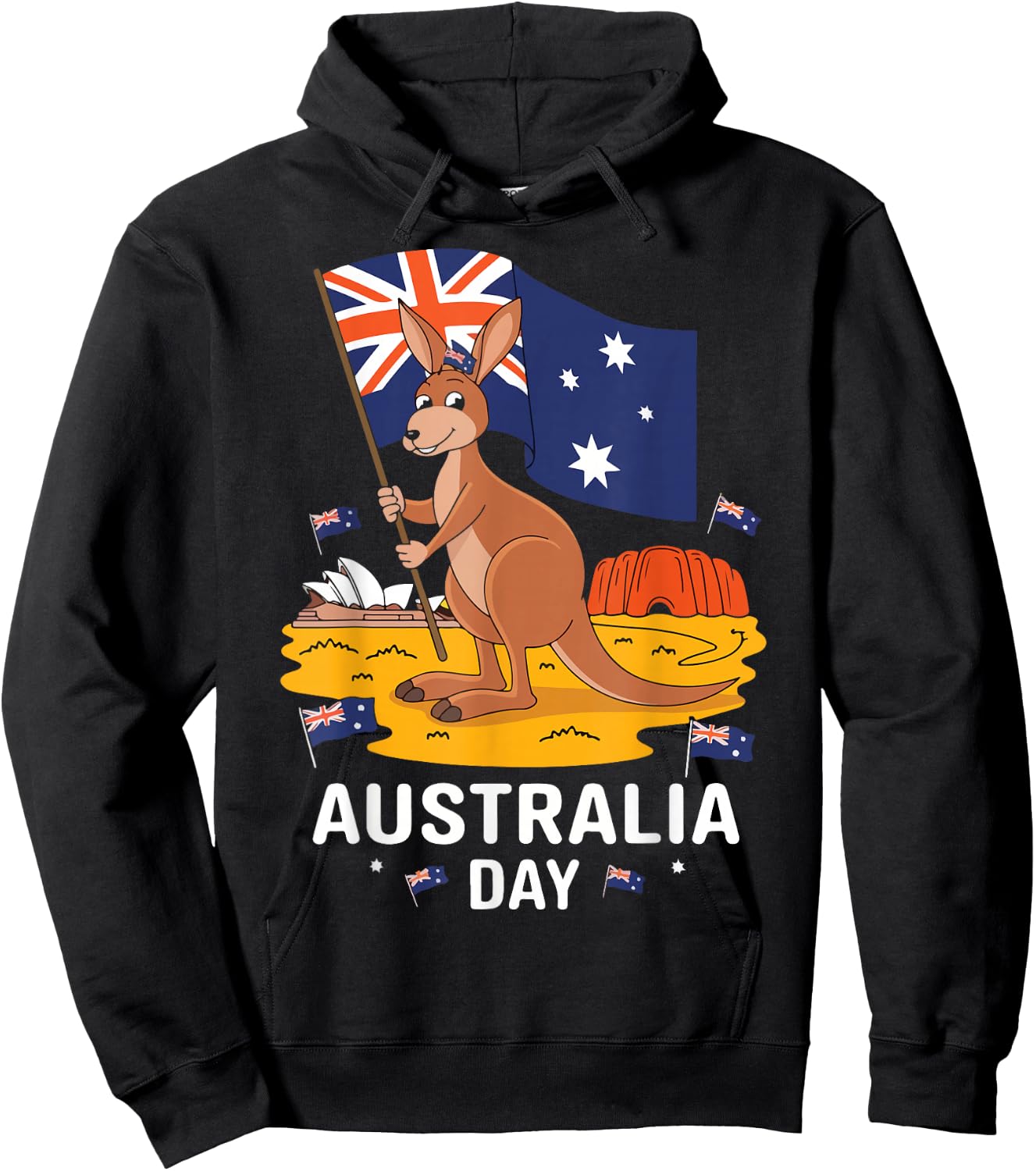 Australia Day Sydney Patriotic Kangaroo , Black, S Hoodie - Hoodie | Black