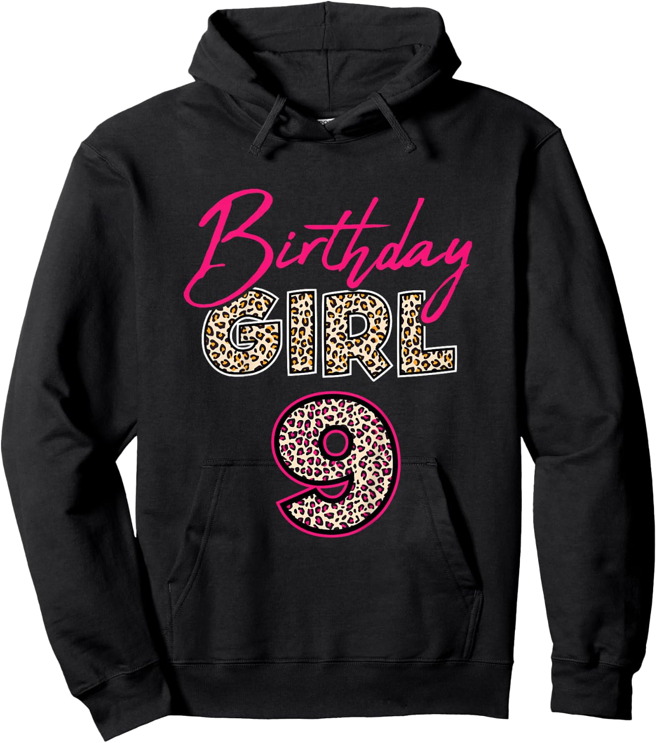 9th Birthday Girl Leopard 9 Years Old Hoodie - Hoodie | Black