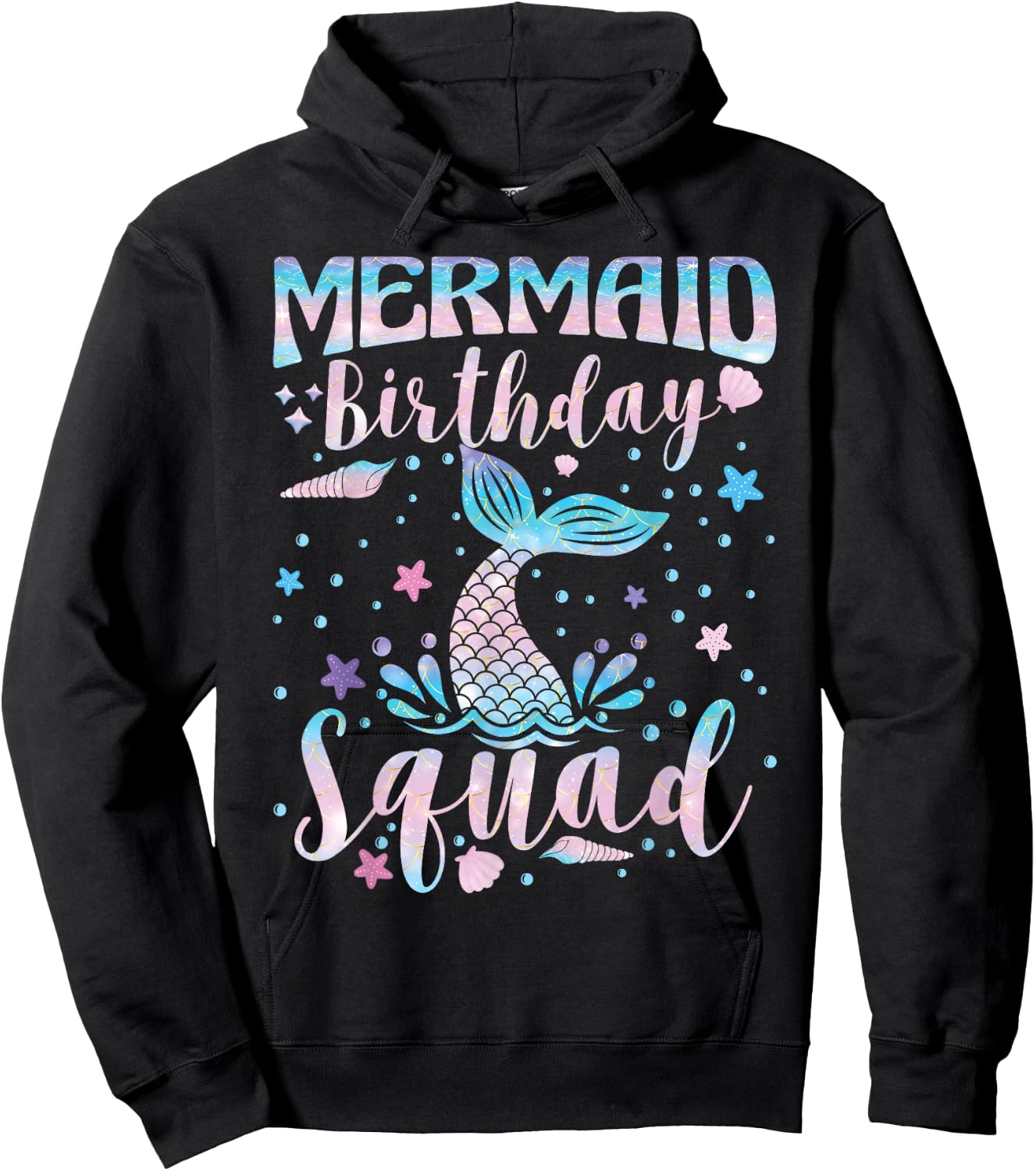 Mermaid Birthday Squad Hoodie - Hoodie | Black