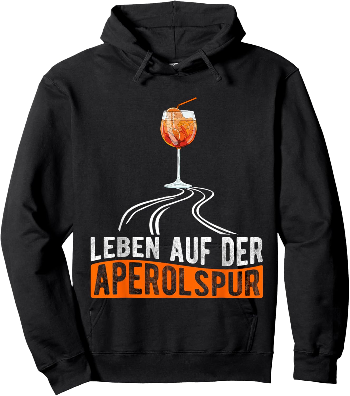 Aperitif Spritz with "Leben auf der APEROLSPUR" Cocktail Design, black Hoodie - Hoodie | Black