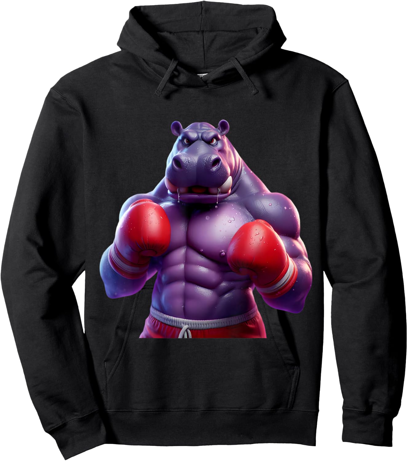 Boxing Hippo Hippopotamus Boxer Kickboxer MMA Fighter Combat Hoodie - Hoodie | Black