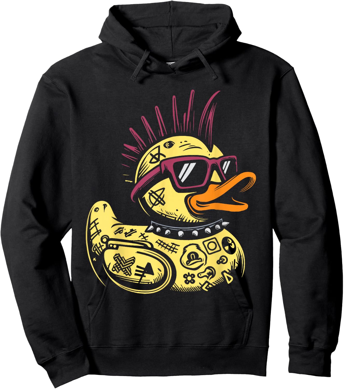 Funny Punk Rock Duck Rocker Duckling Adult Duck Fans Punk Rocker Black S Short Sleeve T Shirt Hoodie - Hoodie | Black