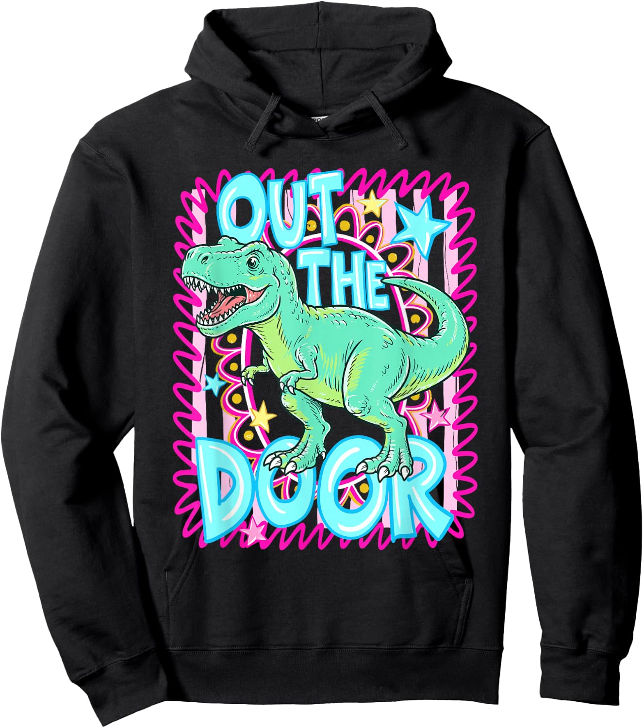 Out the Door Dinosaur TRex Last Day of School Dinosaur Lover Hoodie - Hoodie | Black