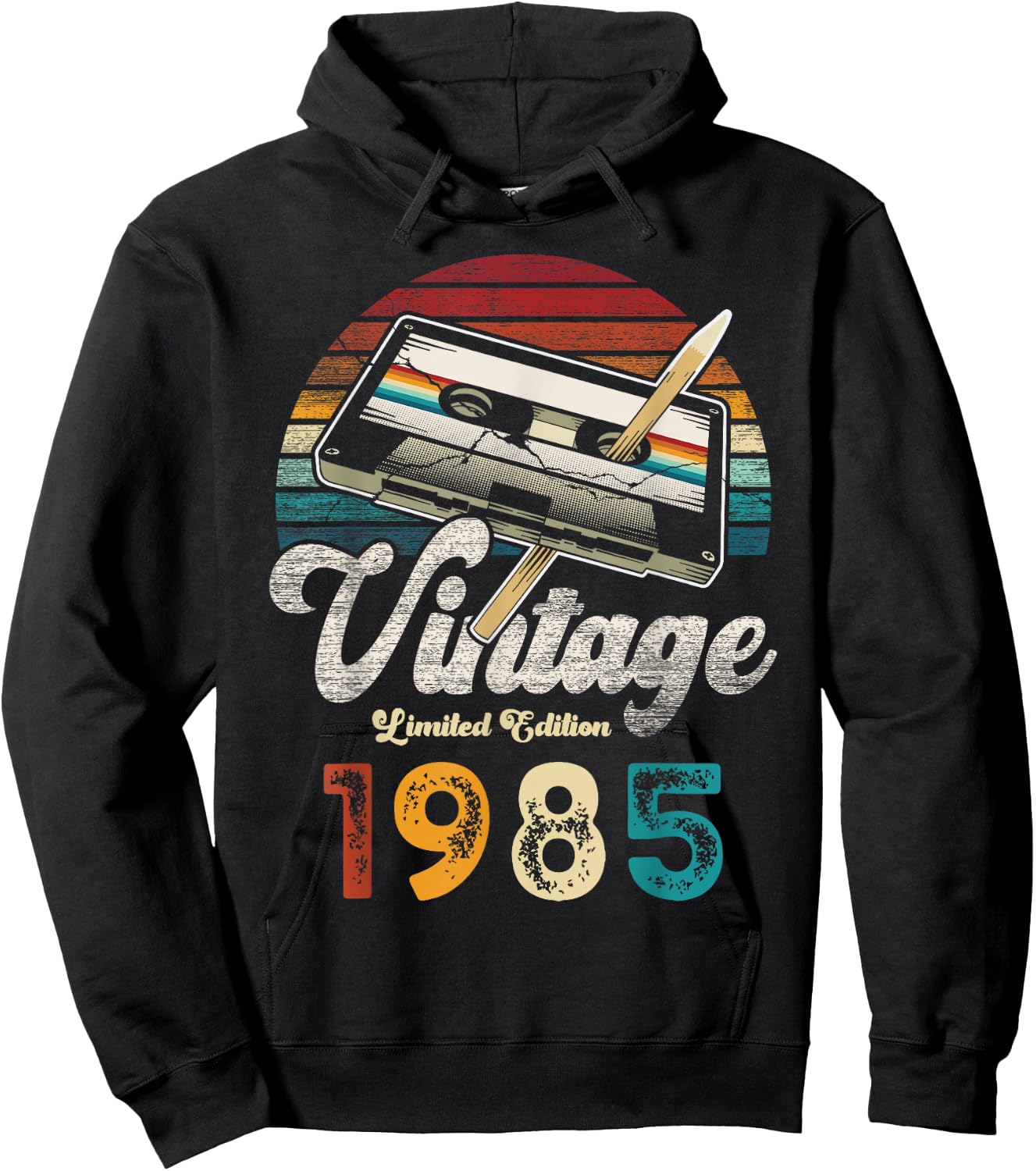 Vintage 1985 Birthday 41 Years Cassette Pencil Hoodie - Hoodie | Black