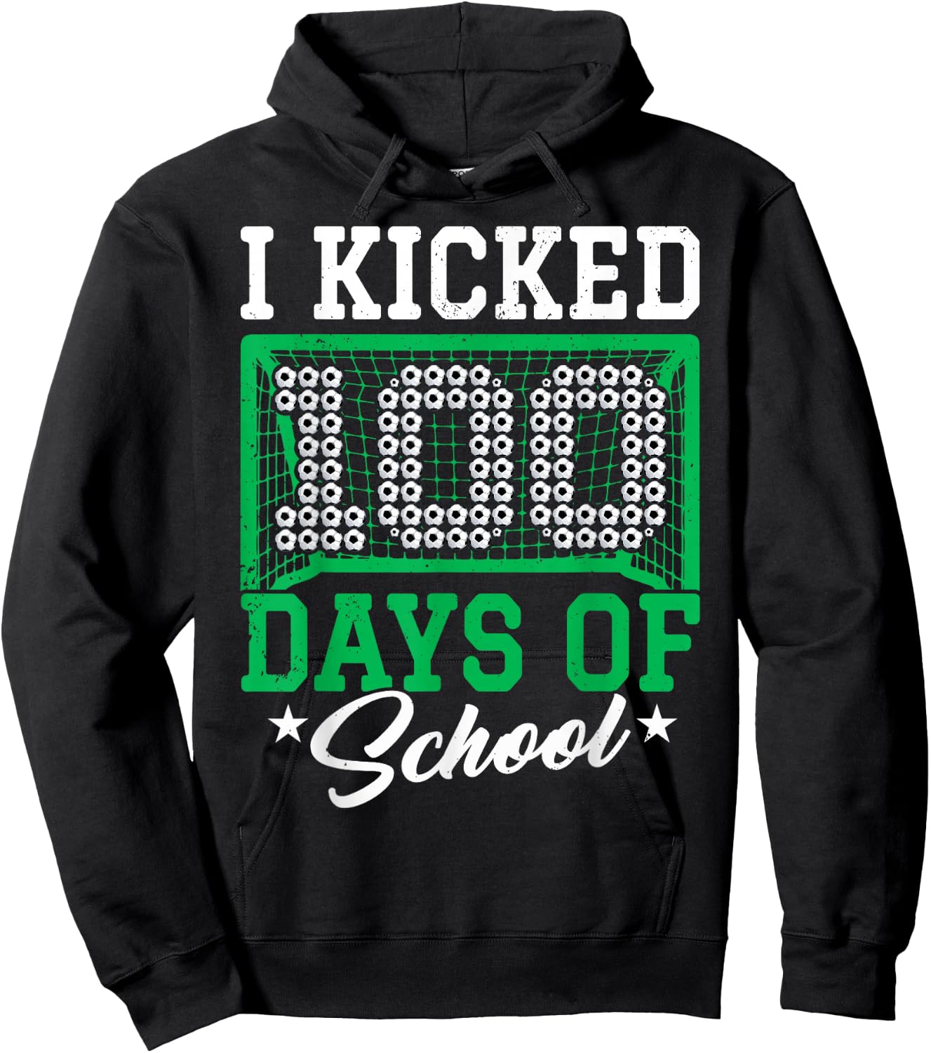 100 Days Of School Soccer 100th Day Of School For Boys Kids Hoodie - Hoodie | Black