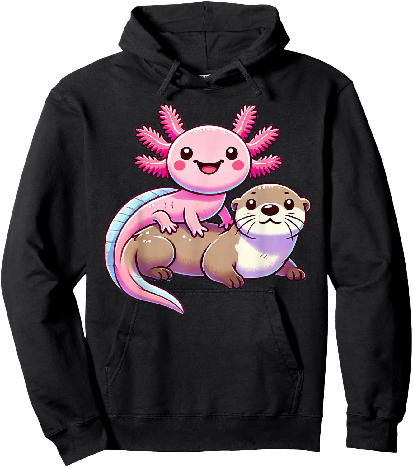 Anime Kawaii Axolotl Otter Hoodie - Hoodie | Black