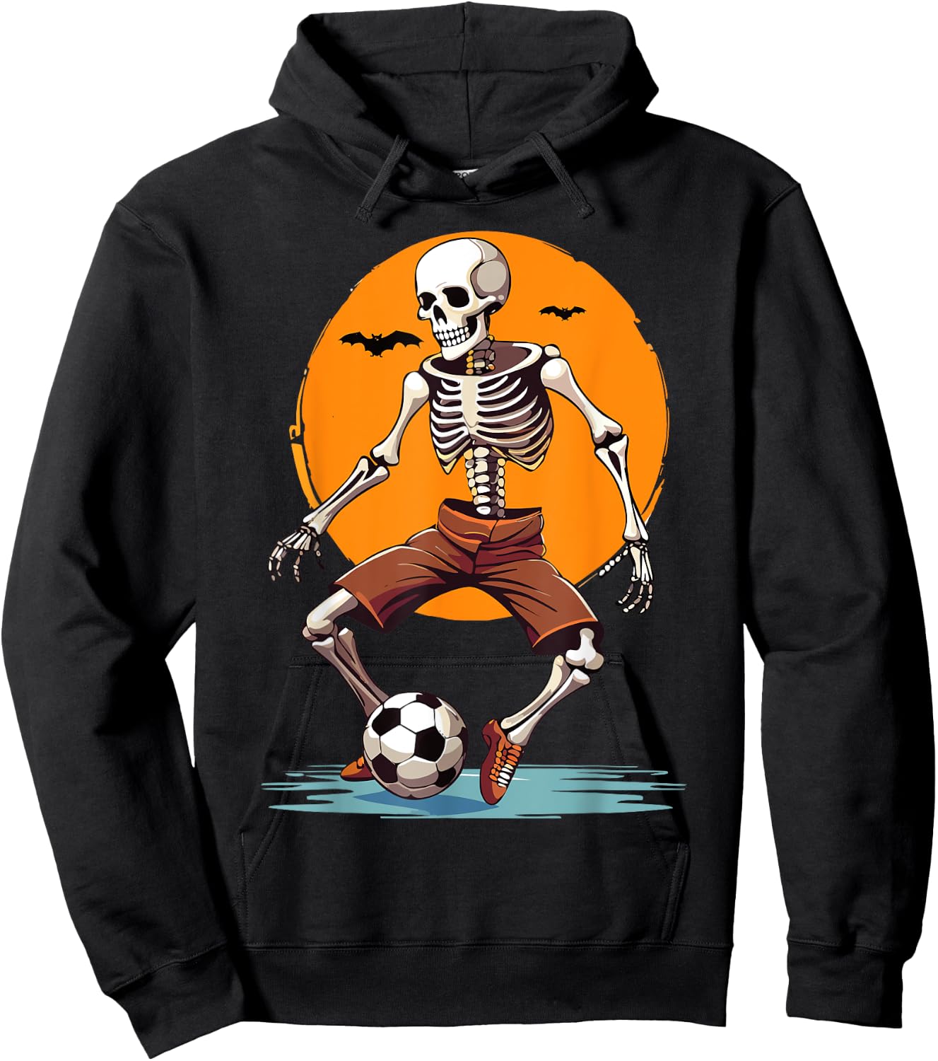 Spooky Skeleton Playing Soccer, Halloween Costume Boys Girls Hoodie - Hoodie | Black