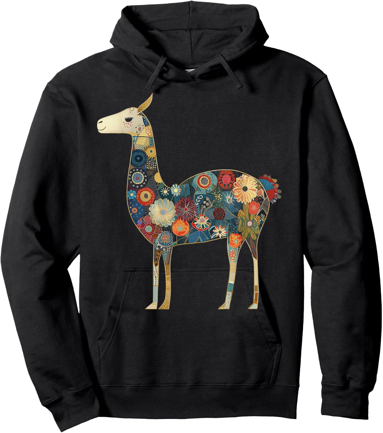 Llama Alpaca Floral Colorful Flowers Peru Peruvian Souvenir Hoodie - Hoodie | Black