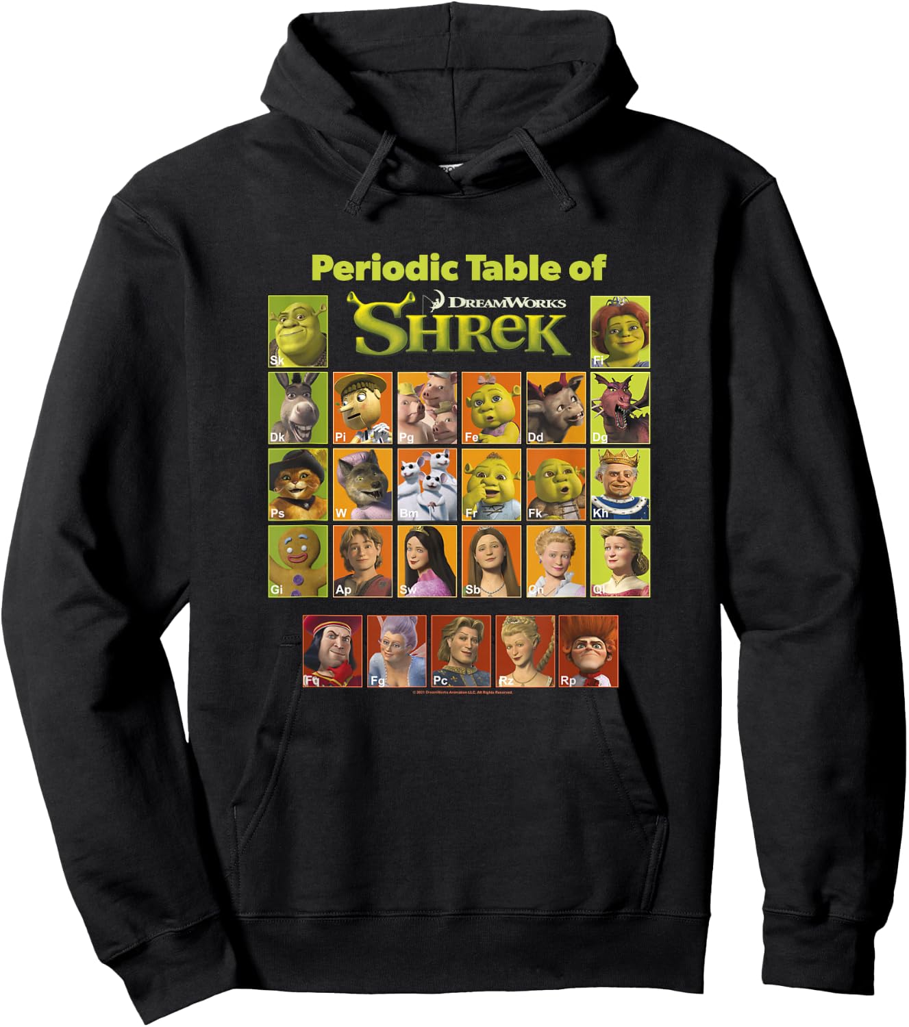 Shrek Periodic Table of Shrek Characters Hoodie - Hoodie | Black