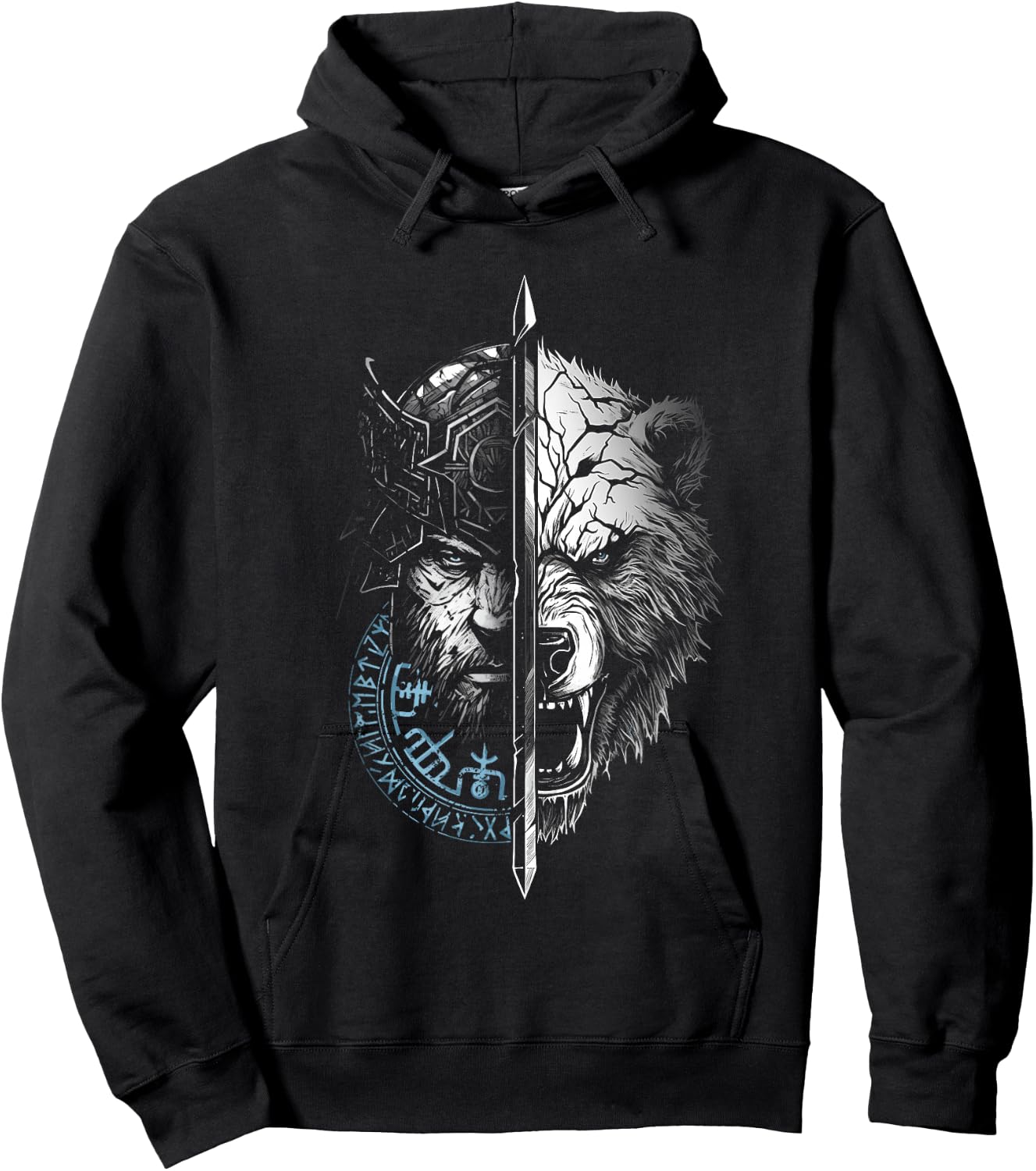 Berserker Bear Warrior Odin Runes Nordic Compass Viking Hoodie - Hoodie | Black