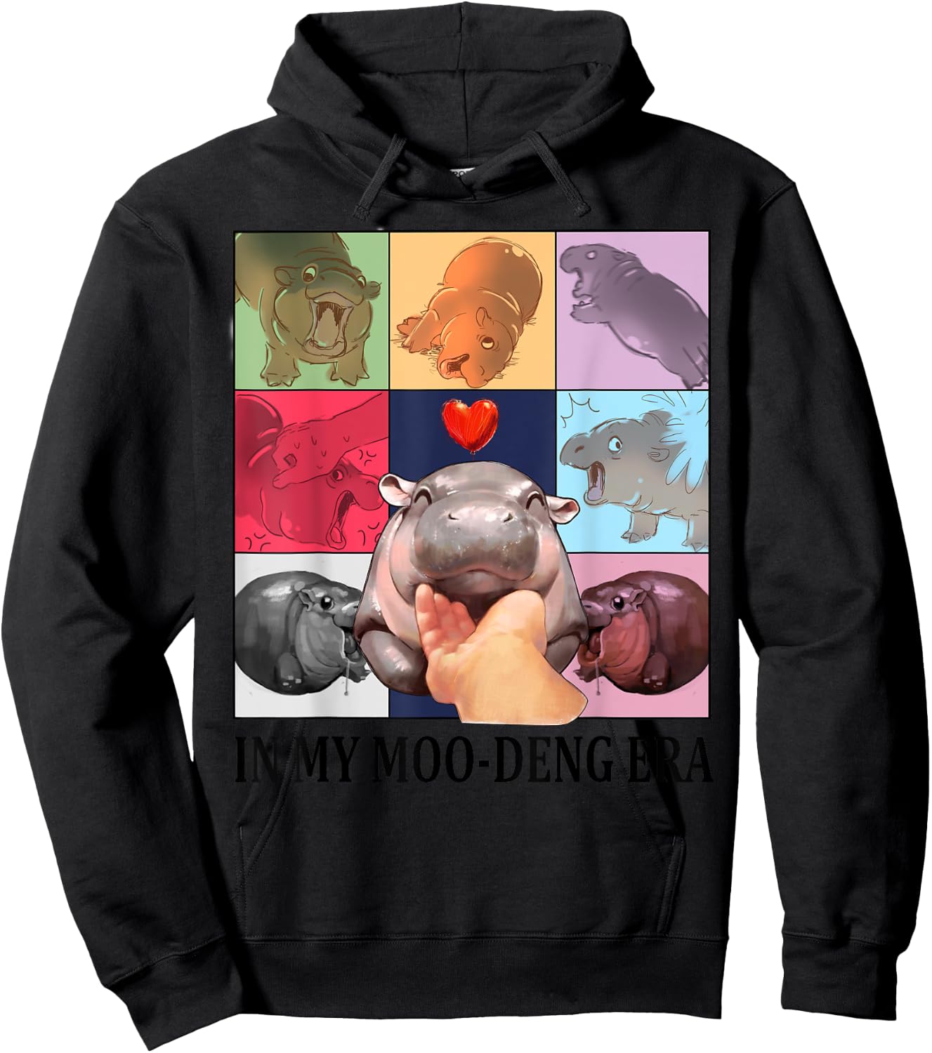 IN MY MOO-DENG ERA - Funny MOO-DENG Hippo Child Hoodie - Hoodie | Black