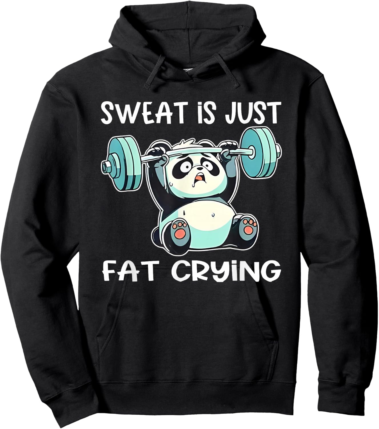 Panda Sweat Is Just Fat Crying Gym Hoodie - Hoodie | Black