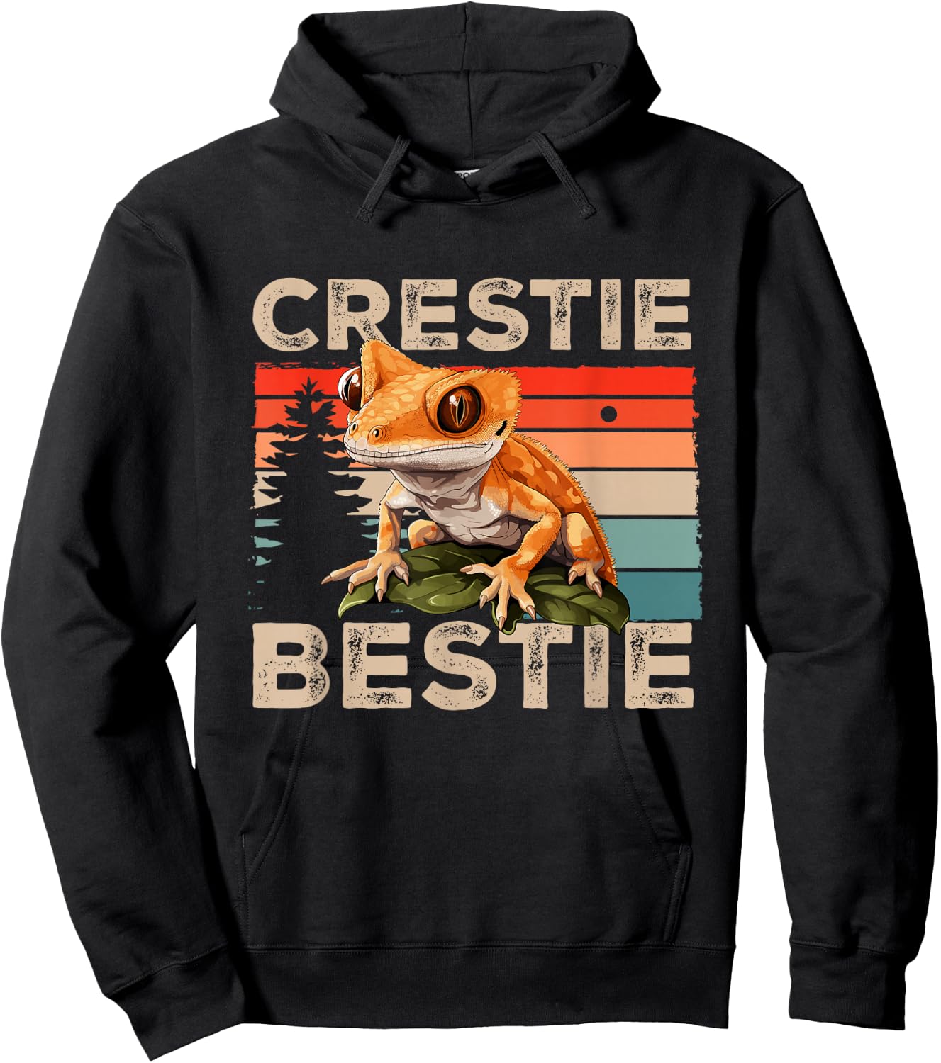 Crested Gecko Reptile - Crestie Bestie Hoodie - Hoodie | Black