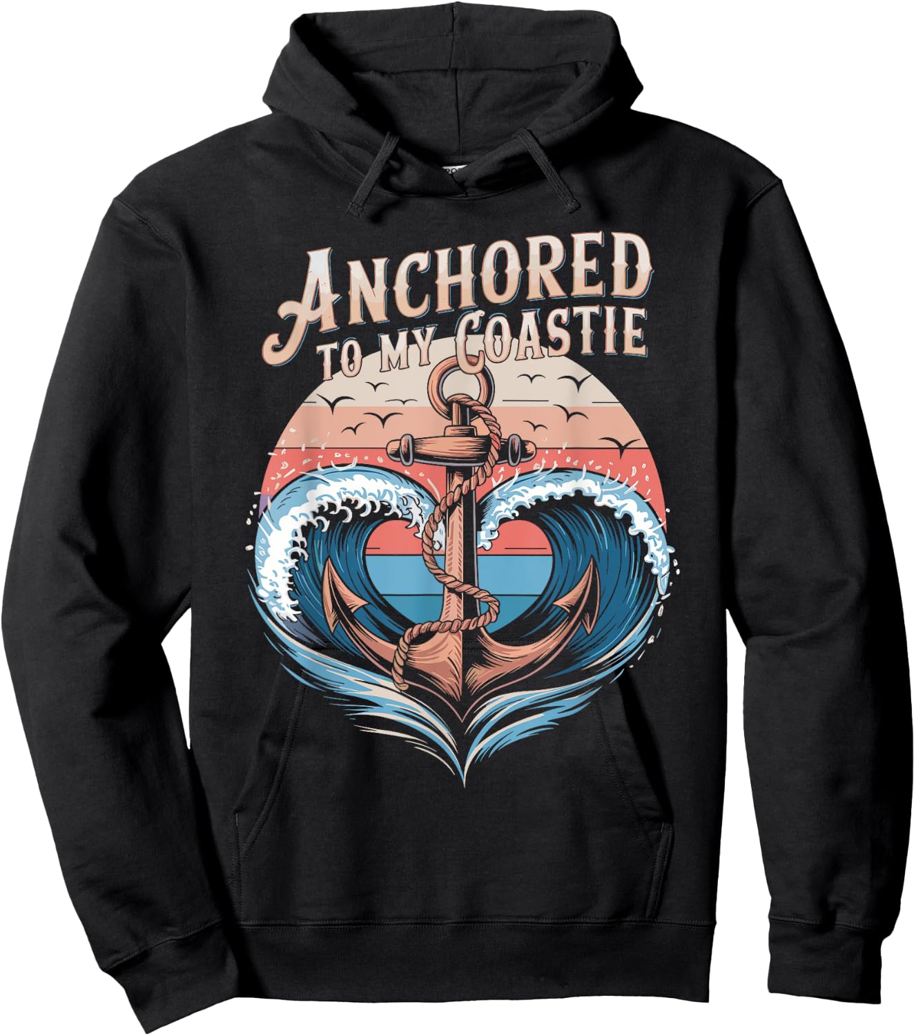 Anchored To My Coastie Boating Cruising Matching Couple Hoodie - Hoodie | Black