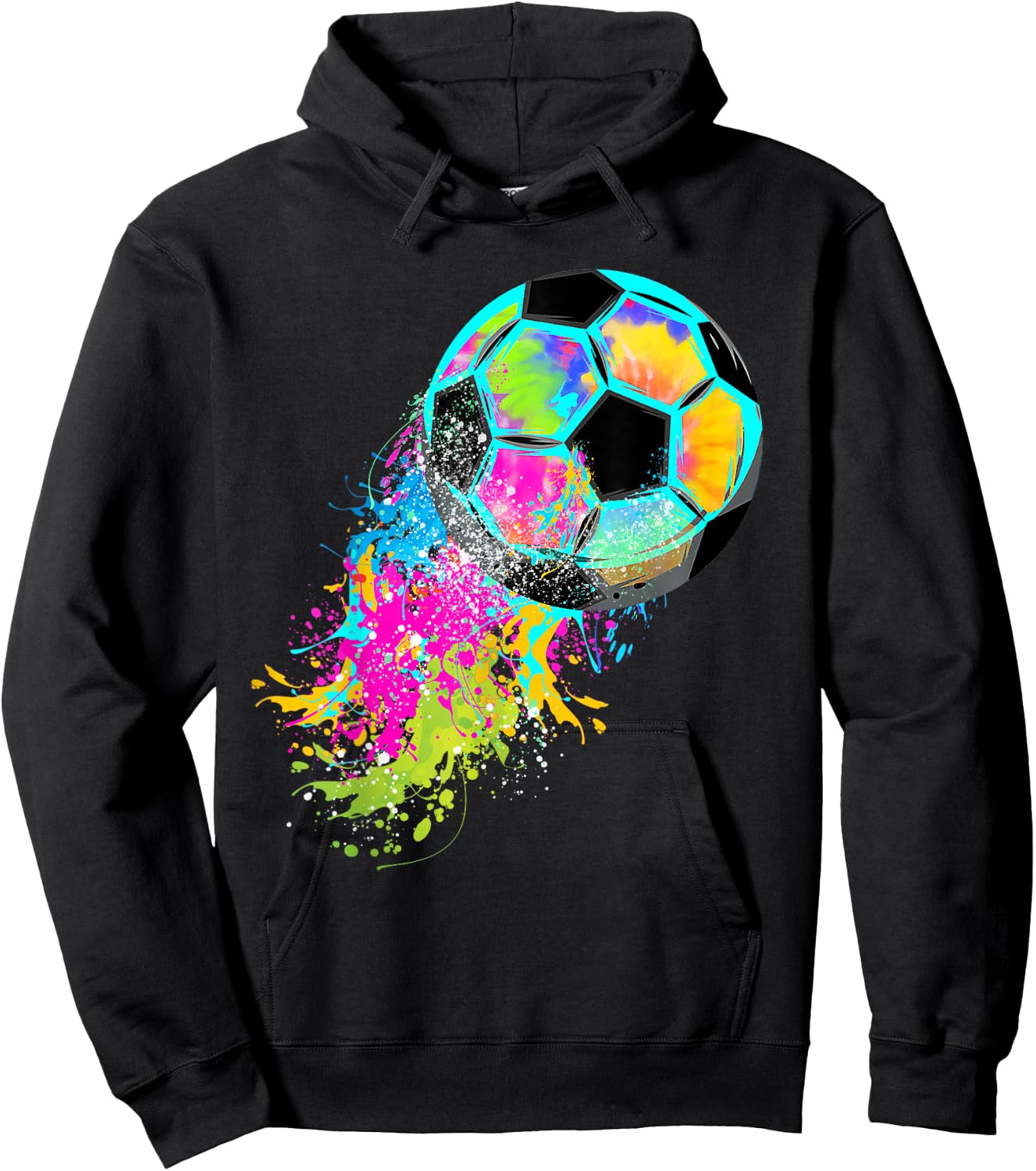 Colorful Tie Dye Soccer Ball Hoodie - Hoodie | Black