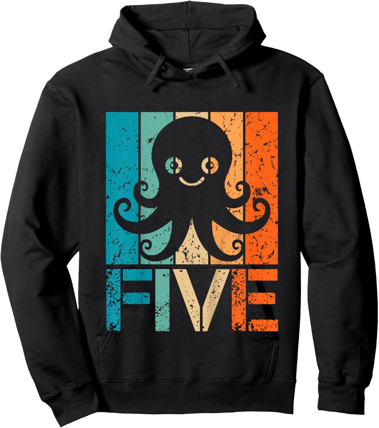 Funny 5th Octopus Birthday 5 Year Old Birthday Octopus Hoodie - Hoodie | Black