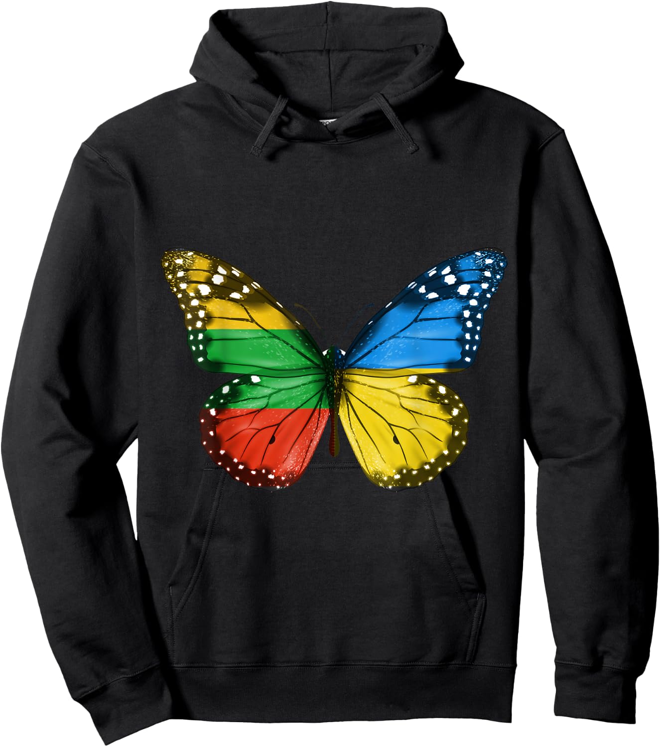 Lithuanian Ukrainian Flag Butterfly Lithuania Ukraine Hoodie - Hoodie | Black