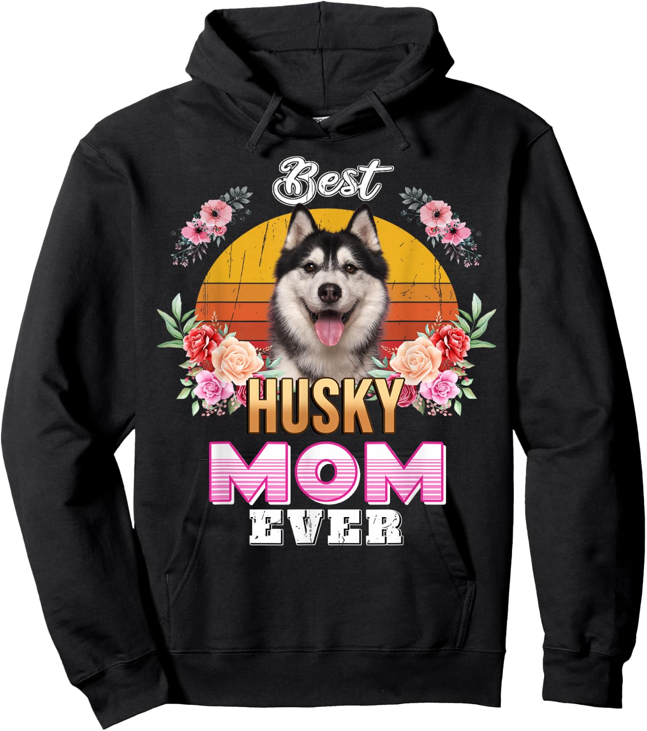 Vintage Best Husky Mom Ever Mothers Day For Dog Mom Hoodie - Hoodie | Black