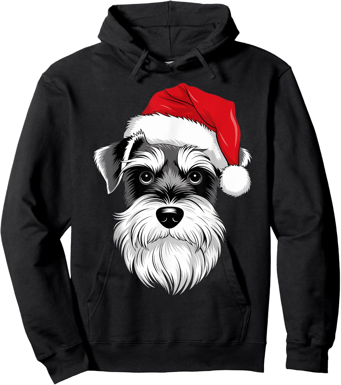 Mini Schnauzer Santa Dog on Miniature Schnauzer Christmas Hoodie - Hoodie | Black
