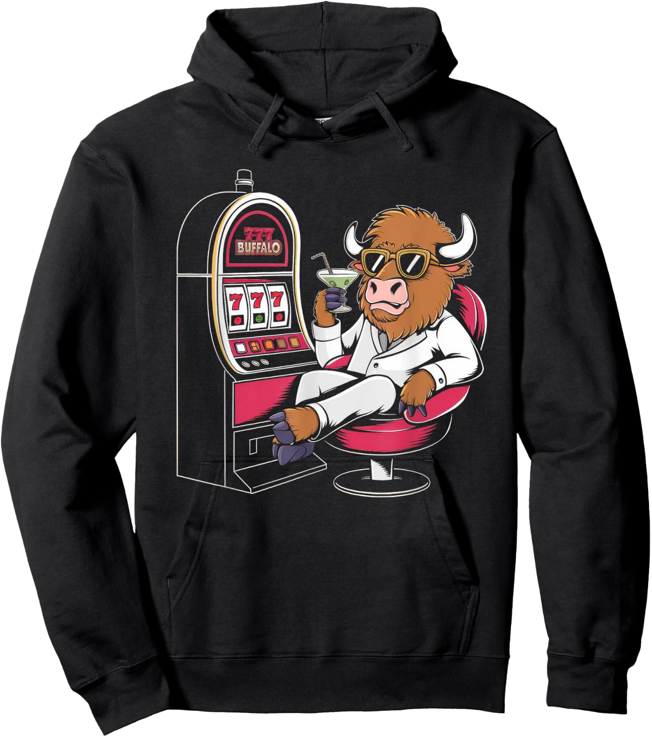 Lucky Buffalo Casino Slot Machine Gambling Gift Gambler Hoodie - Hoodie | Black