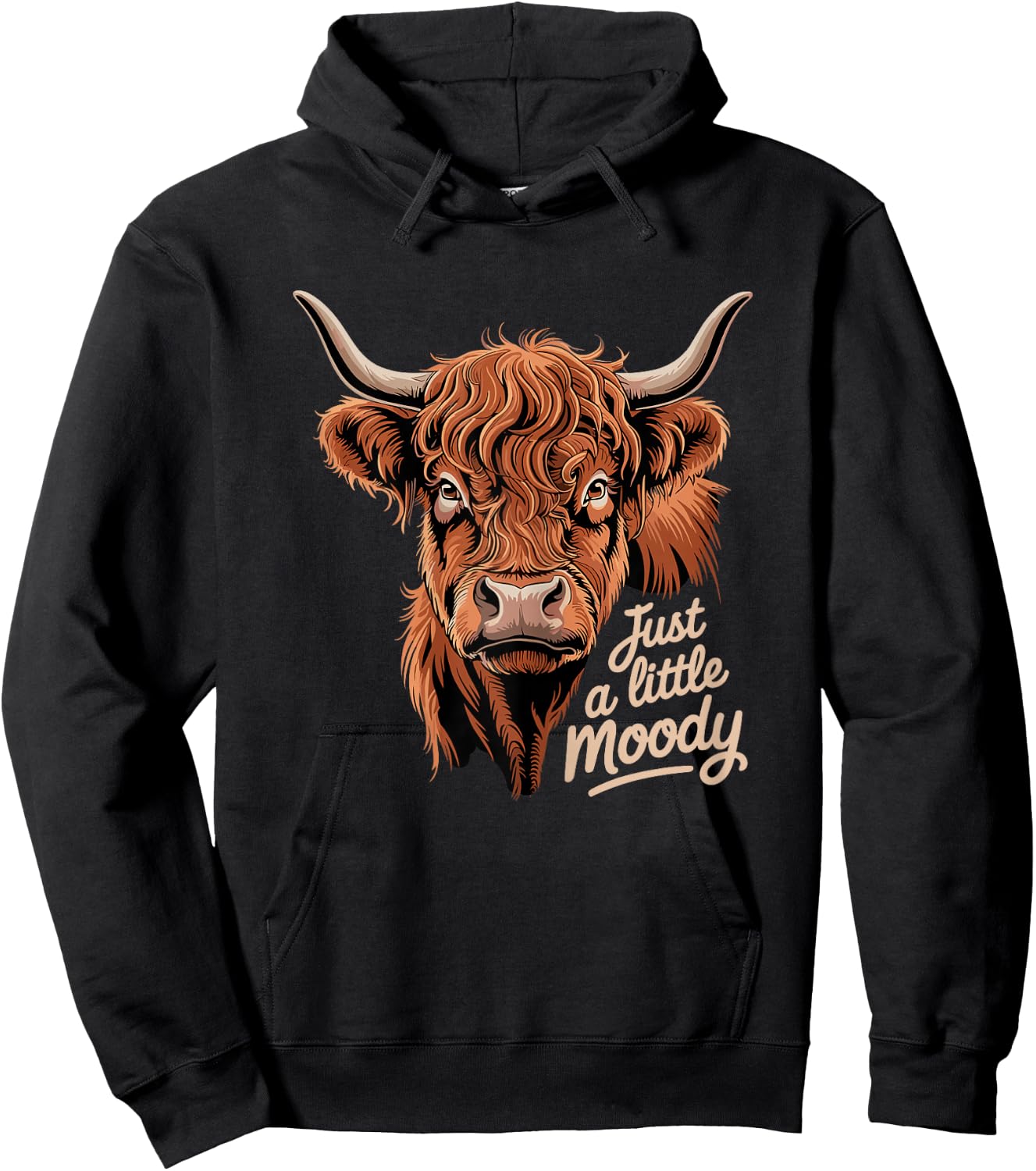 Highland Cow Just A Little Moody Flower Cattle Hairy Cow Hoodie - Hoodie | Black