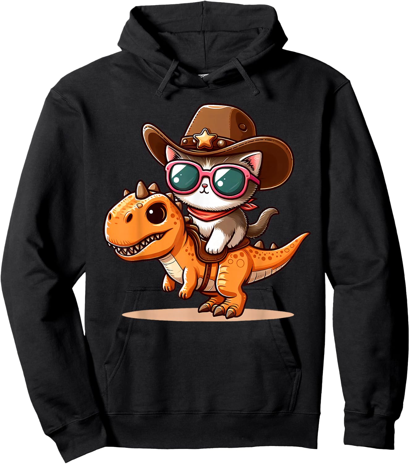 Dinosaur and Cat, T-Rex, Cat Owners Hoodie - Hoodie | Black