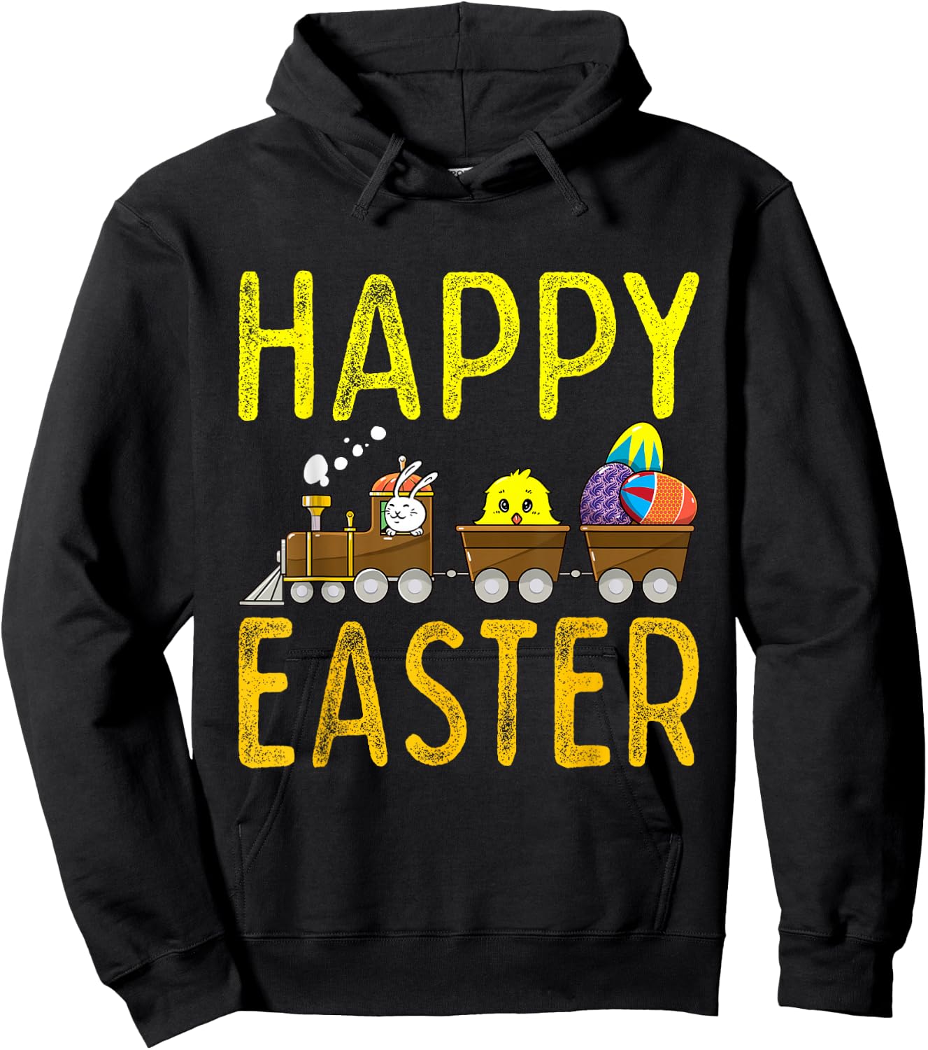 Happy Easter Train Bunny Chick Eggs Cute Boys Kids Toddlers Hoodie - Hoodie | Black