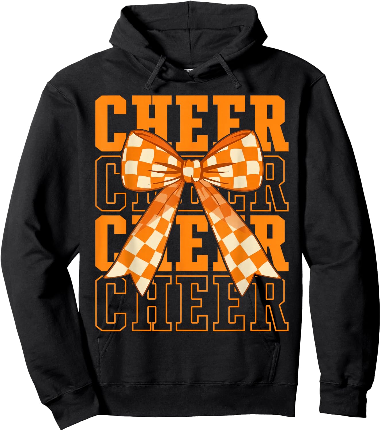 Coquette Orange Cheer Bow Sport Cheerleader Cheerleading Hoodie - Hoodie | Black