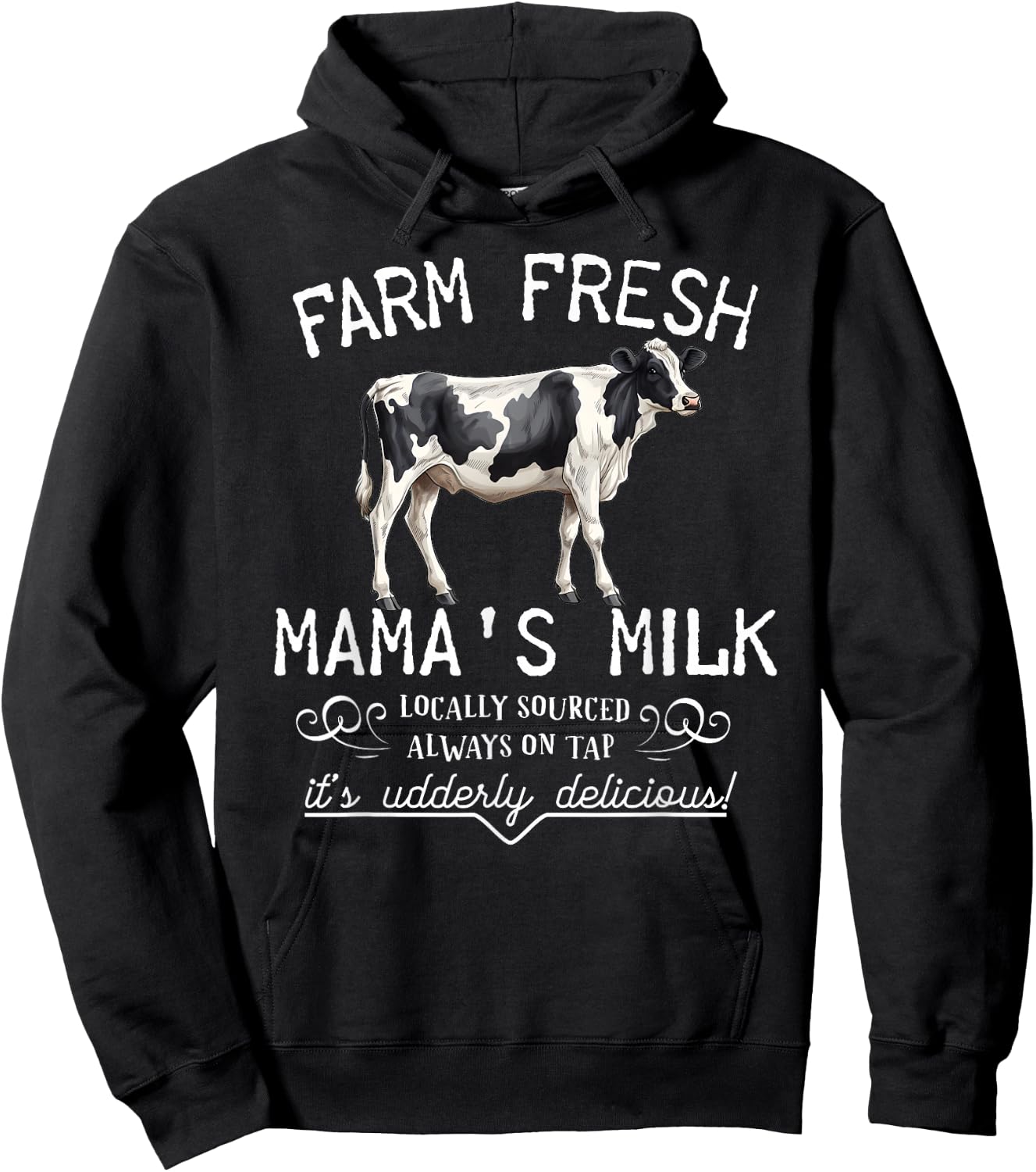 Funny Breastfeeding Mama's Milk Cow Farm Lacatation New Mom Hoodie - Hoodie | Black