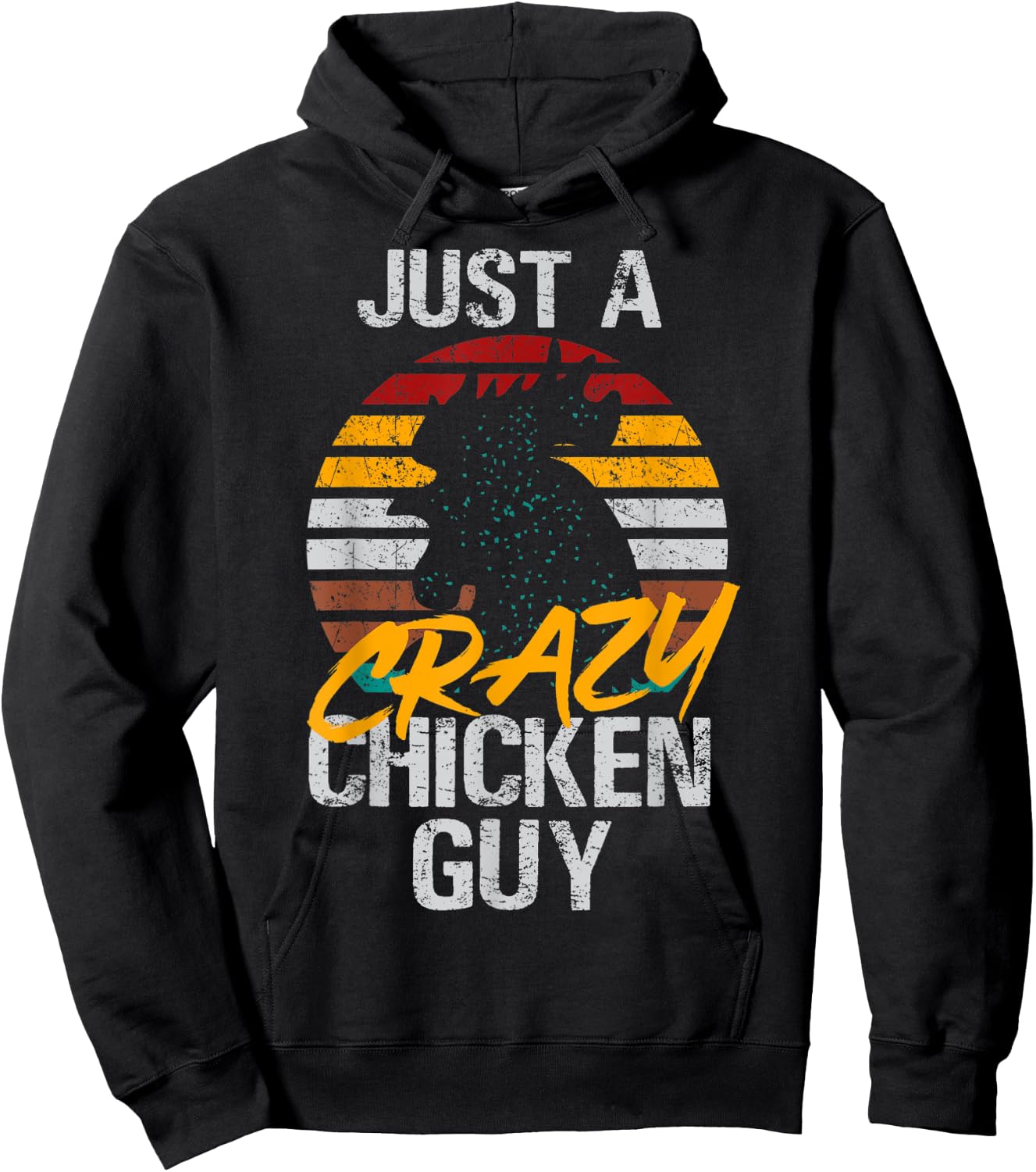 Crazy Chicken Guy Retro vintage Hoodie - Hoodie | Black