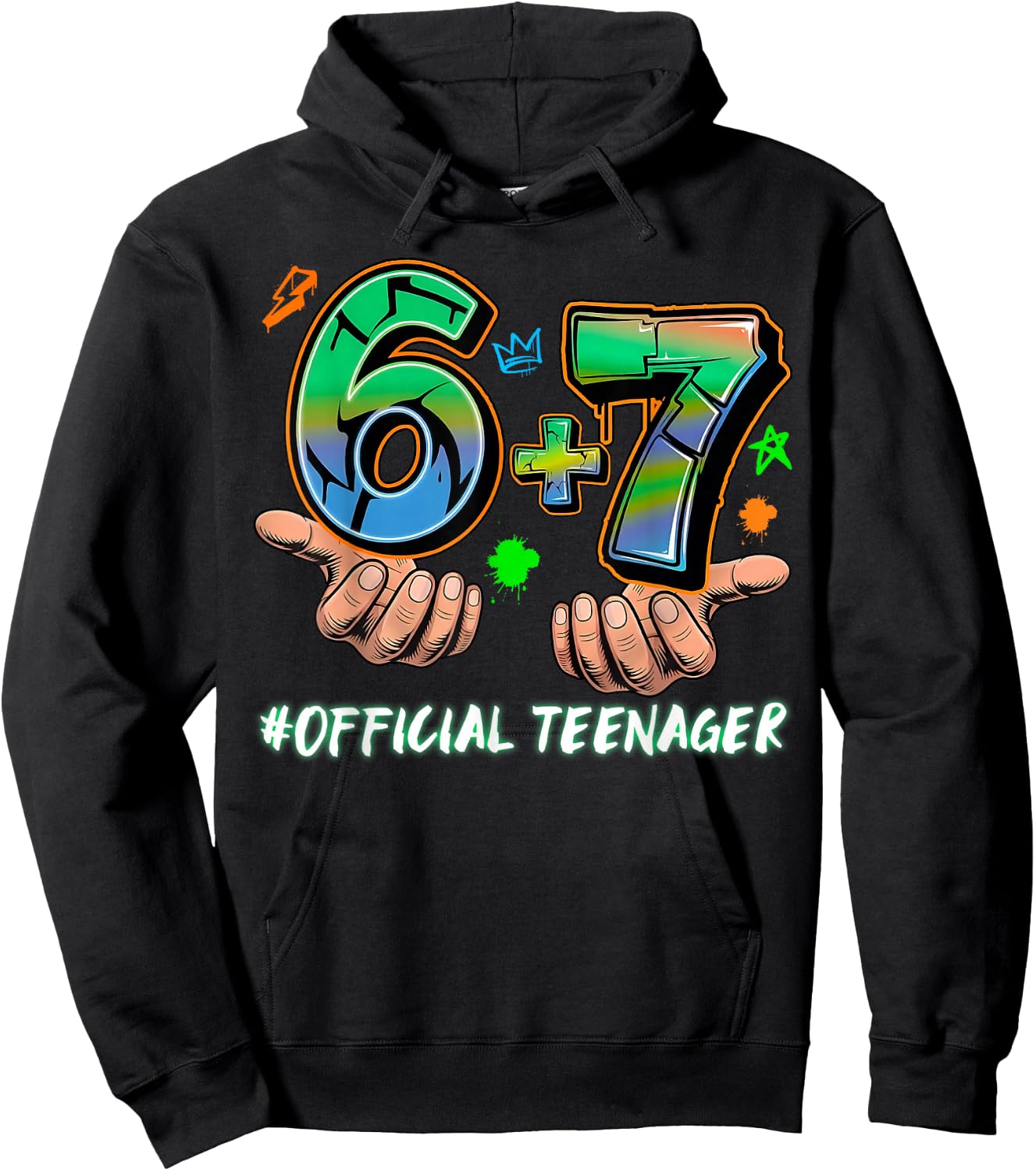 6+7 Offizielle Teenager 13. Geburtstag Sechs Sieben 6 7 Meme Hände Hoodie - Hoodie | Black