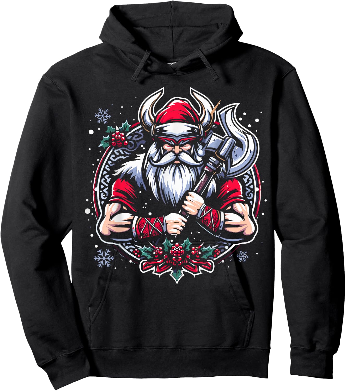 Christmas Santa Viking Scandinavia Warrior Nordic Decoration Hoodie - Hoodie | Black