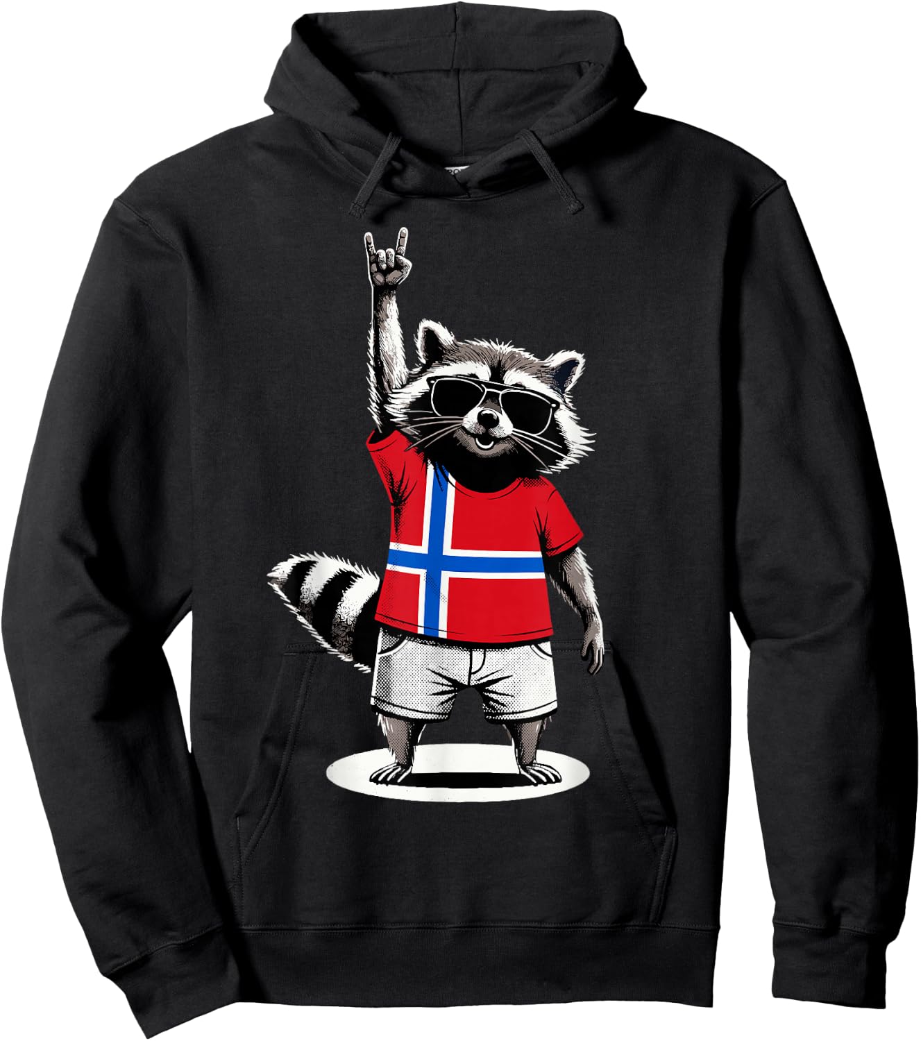 Norwegian Flag Raccoon Funny Norway Hoodie - Hoodie | Black