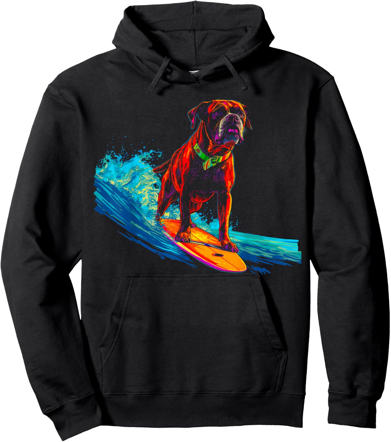 Boxer Dog Surf Hoodie - Hoodie | Black