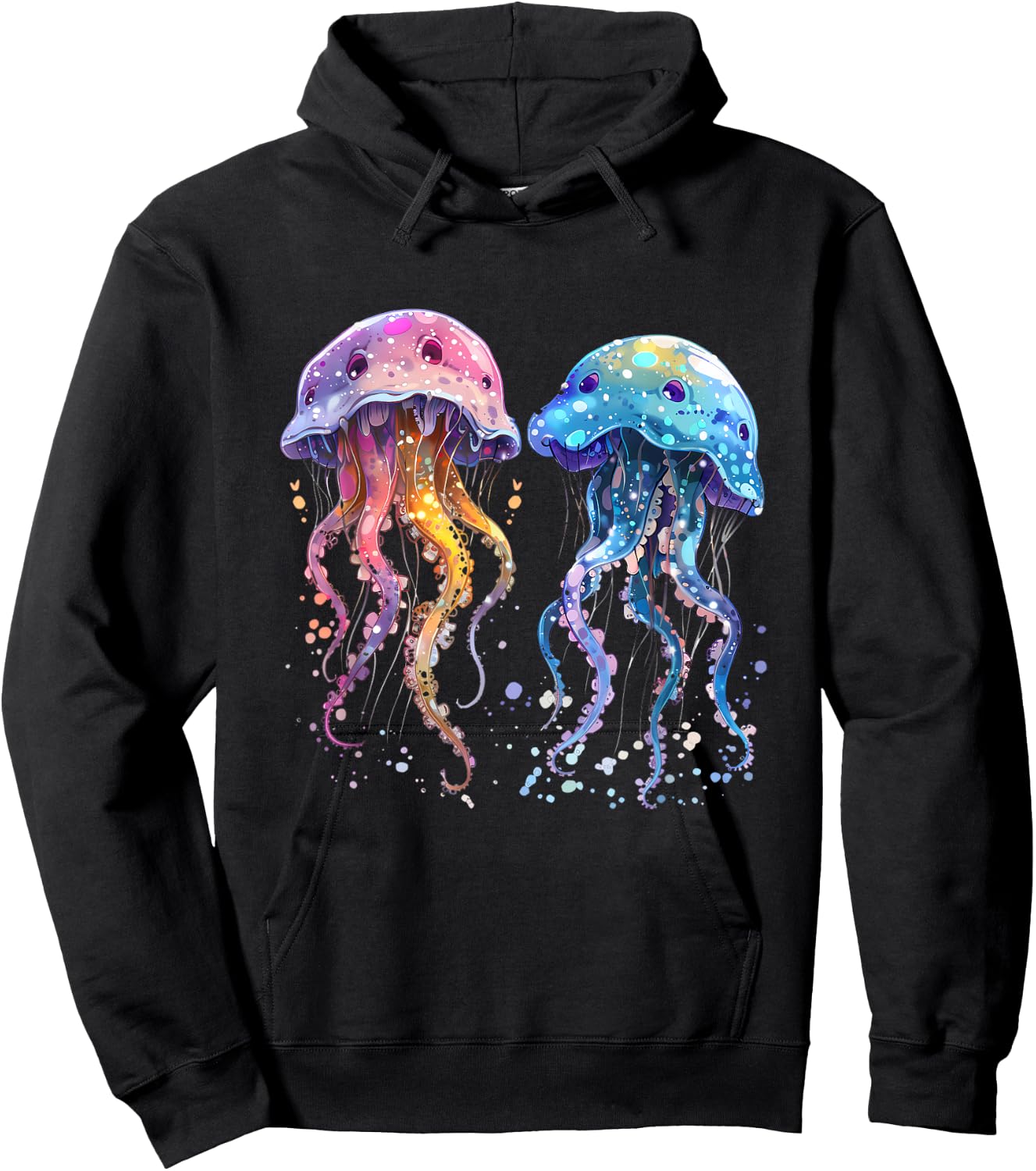 Jellyfish Marine Mammal Artwork Sea Ocean Jellyfish Motif Hoodie - Hoodie | Black