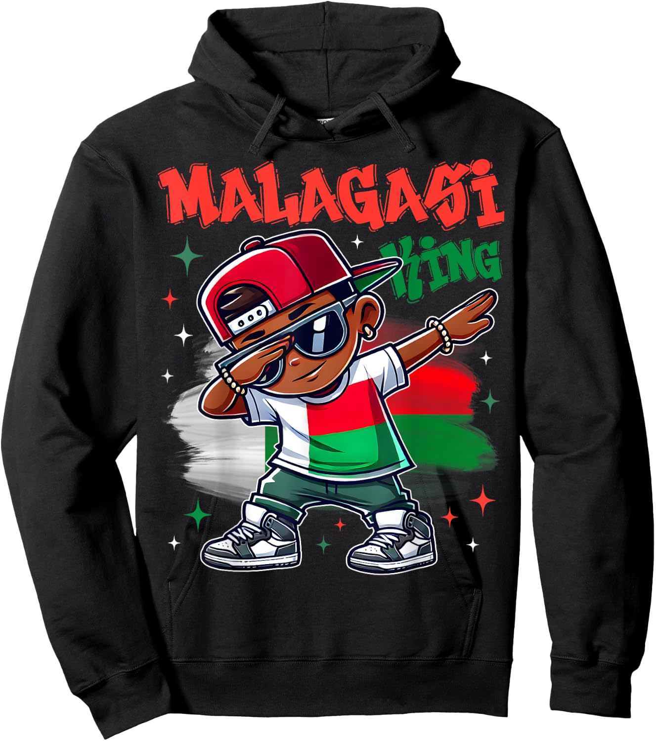 Malagasi King Flag Dabbing of Madagascar Pride for Kids Hoodie - Hoodie | Black