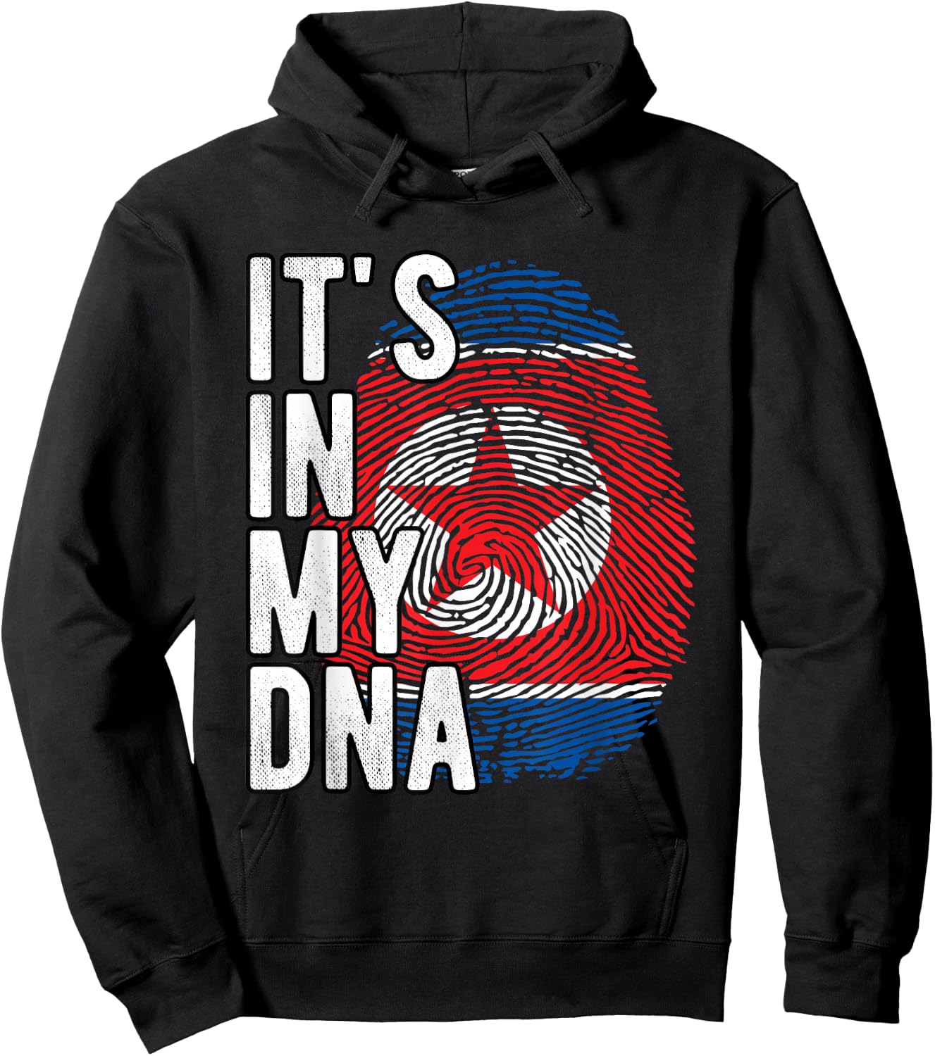 Funny it's in my DNA North Korea Flag Fingerprint , Black, S Hoodie - Hoodie | Black
