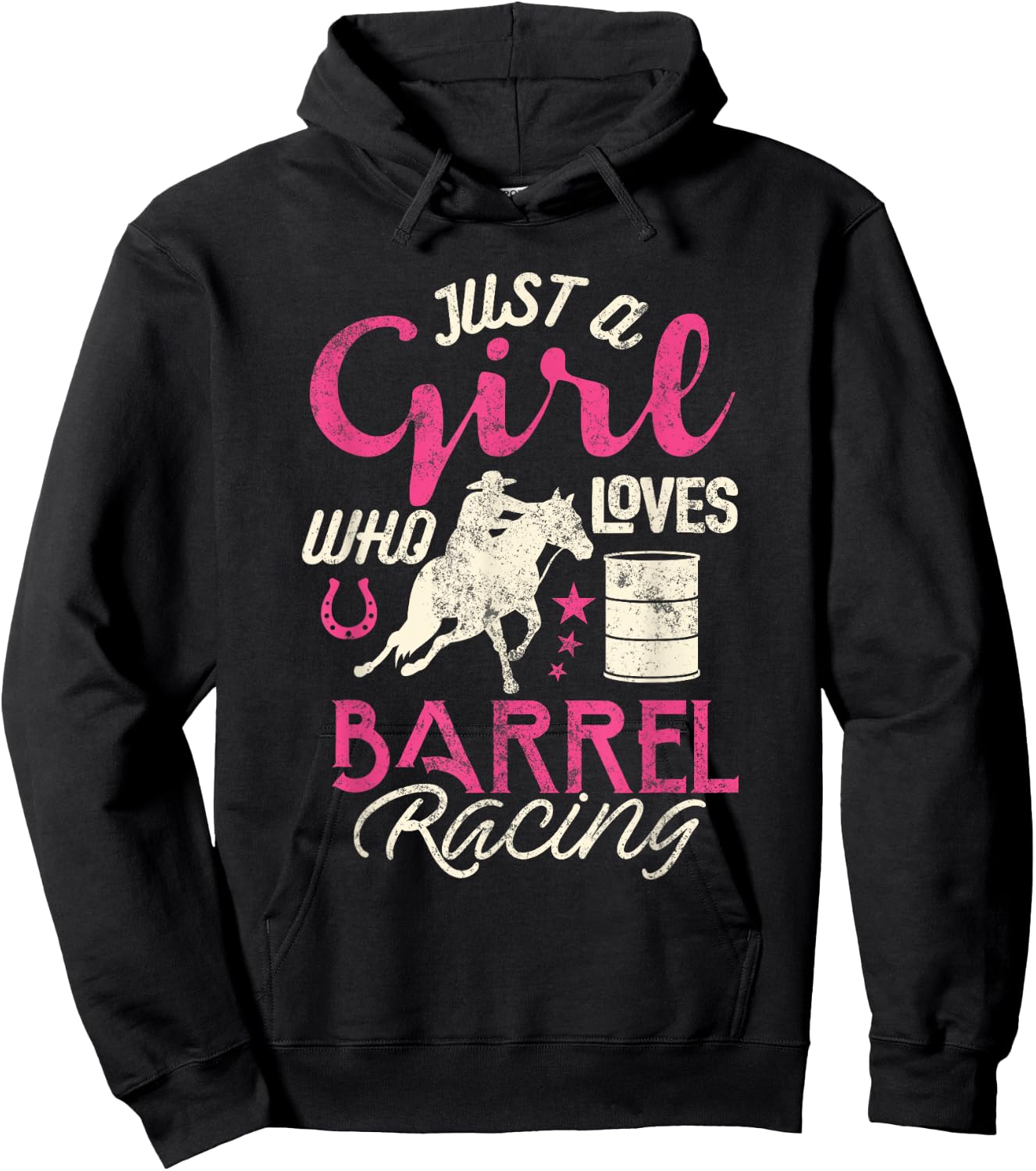 Barrel Racer Girl Shirt Just Girl Loves Barrel Racing Kids Hoodie - Hoodie | Black