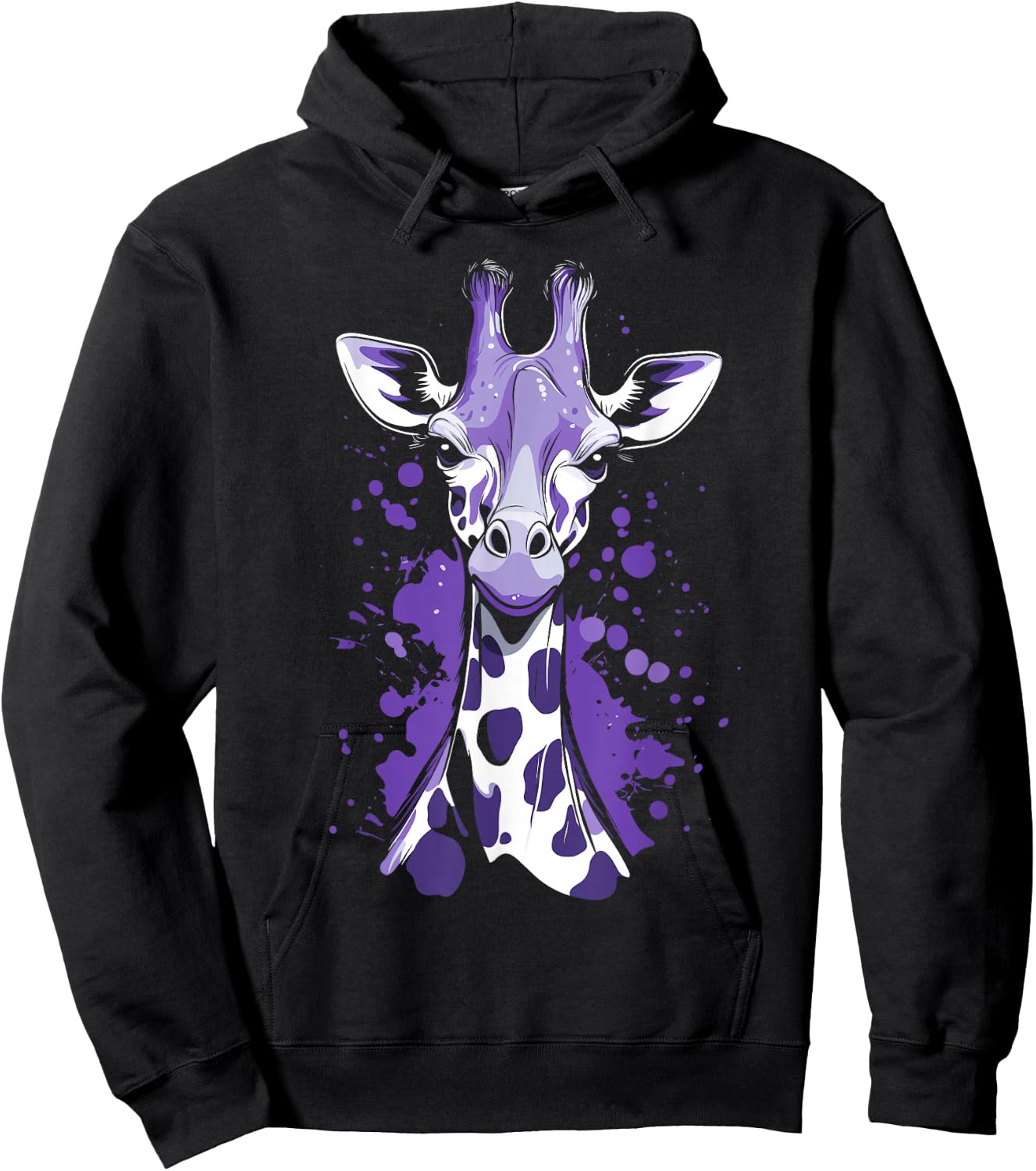Giraffe with Purple Spots Hoodie - Hoodie | Black