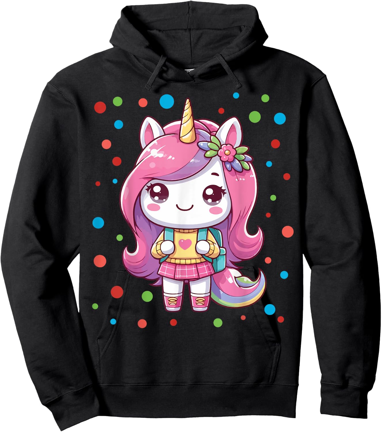 Happy Dot Day Unicorn Dots For Girls Hoodie - Hoodie | Black