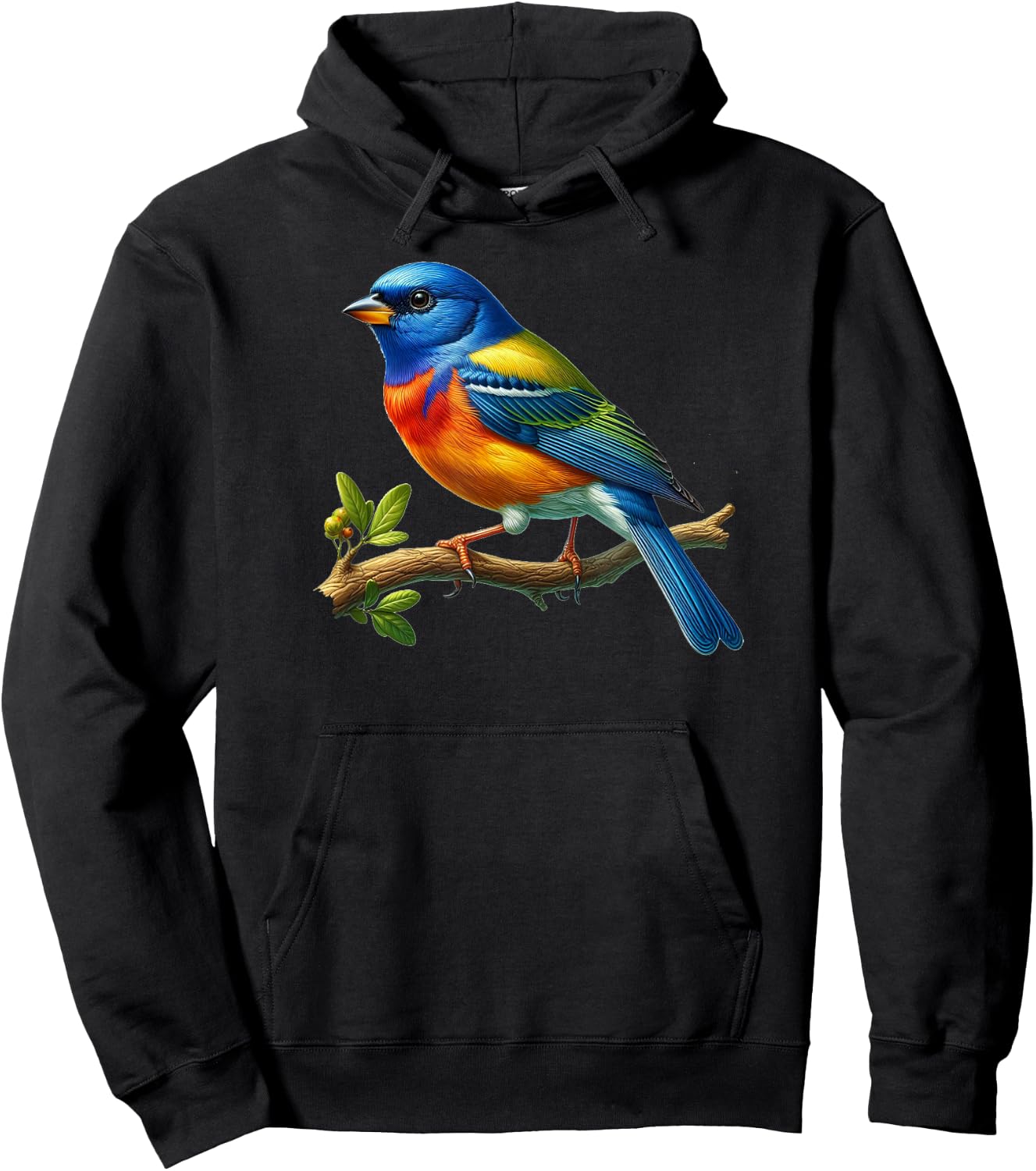 Bird Series. Painted Bunting. Hoodie - Hoodie | Black