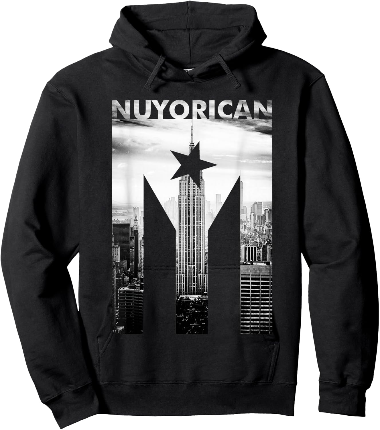 Nuyorican Flag of Puerto Rico print Hoodie - Hoodie | Black