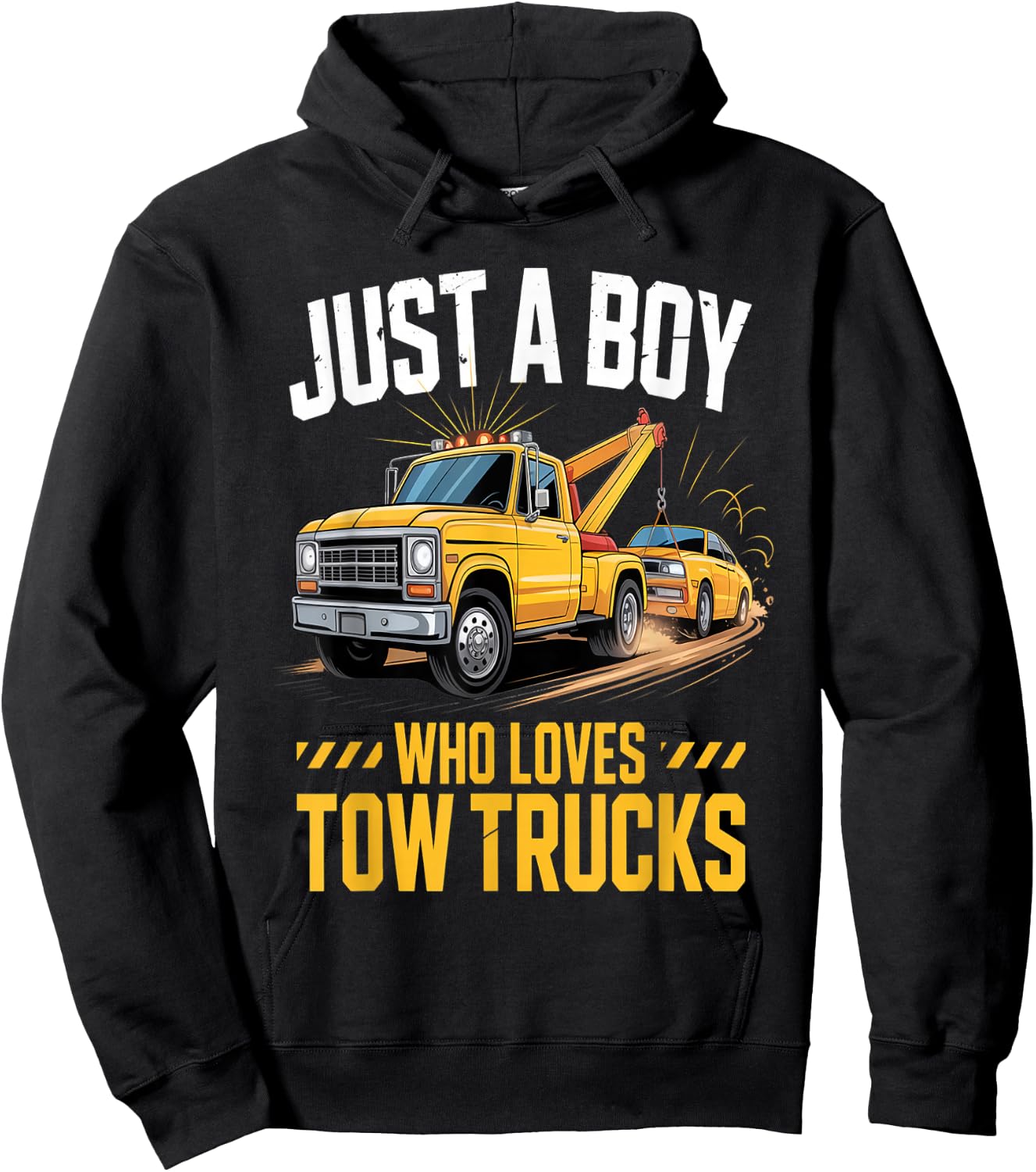 Just A Boy Who Loves Tow Trucks Funny Tow Truck for Boys Hoodie - Hoodie | Black