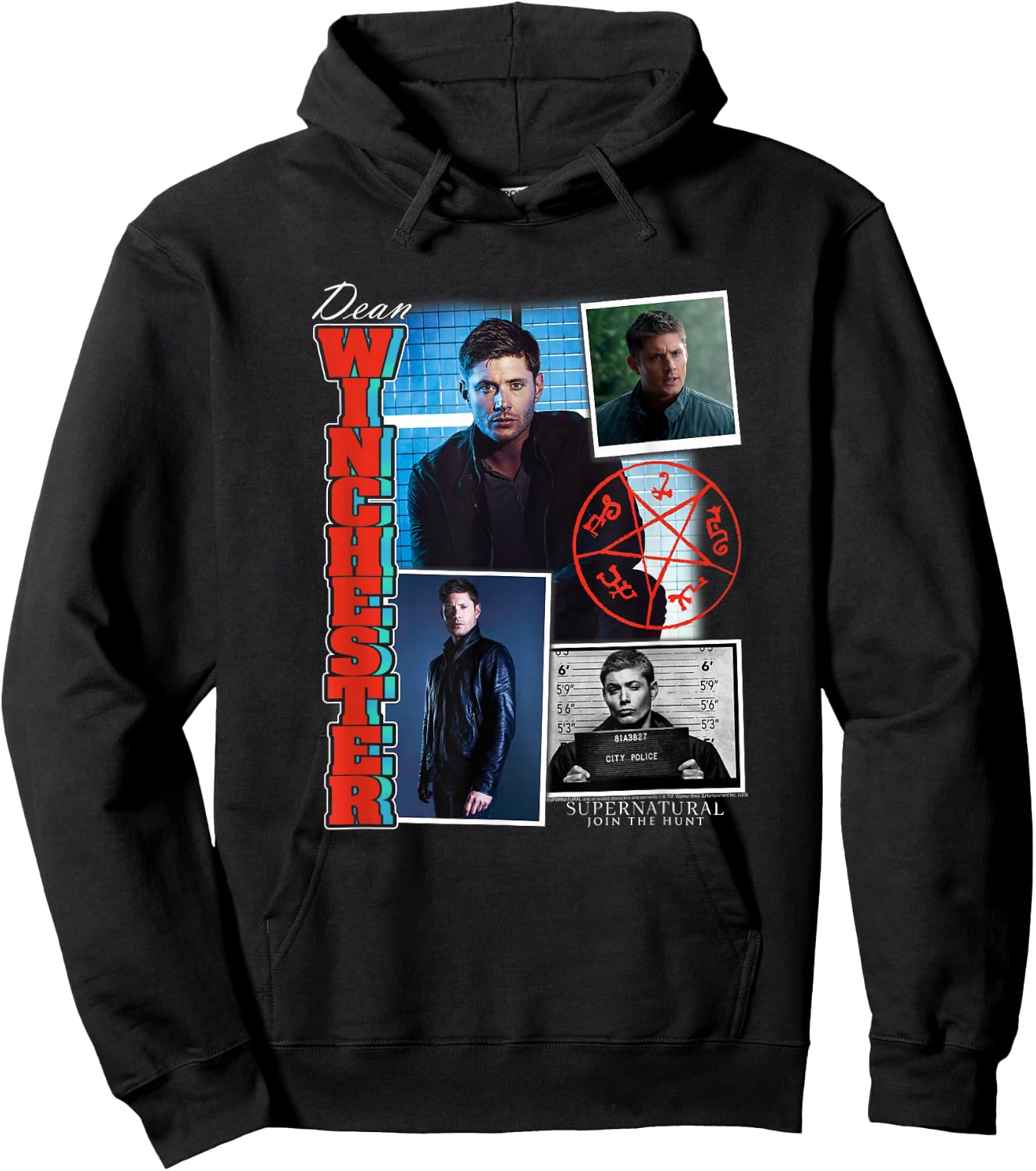Ripple Junction Supernatural Dean Winchester Collage , Men's/ , Black, Small, Short Sleeve, Classic Fit, Cotton Blend, Licensed Merchandise, Collage Theme, Letter Print Pattern Hoodie - Hoodie | Black