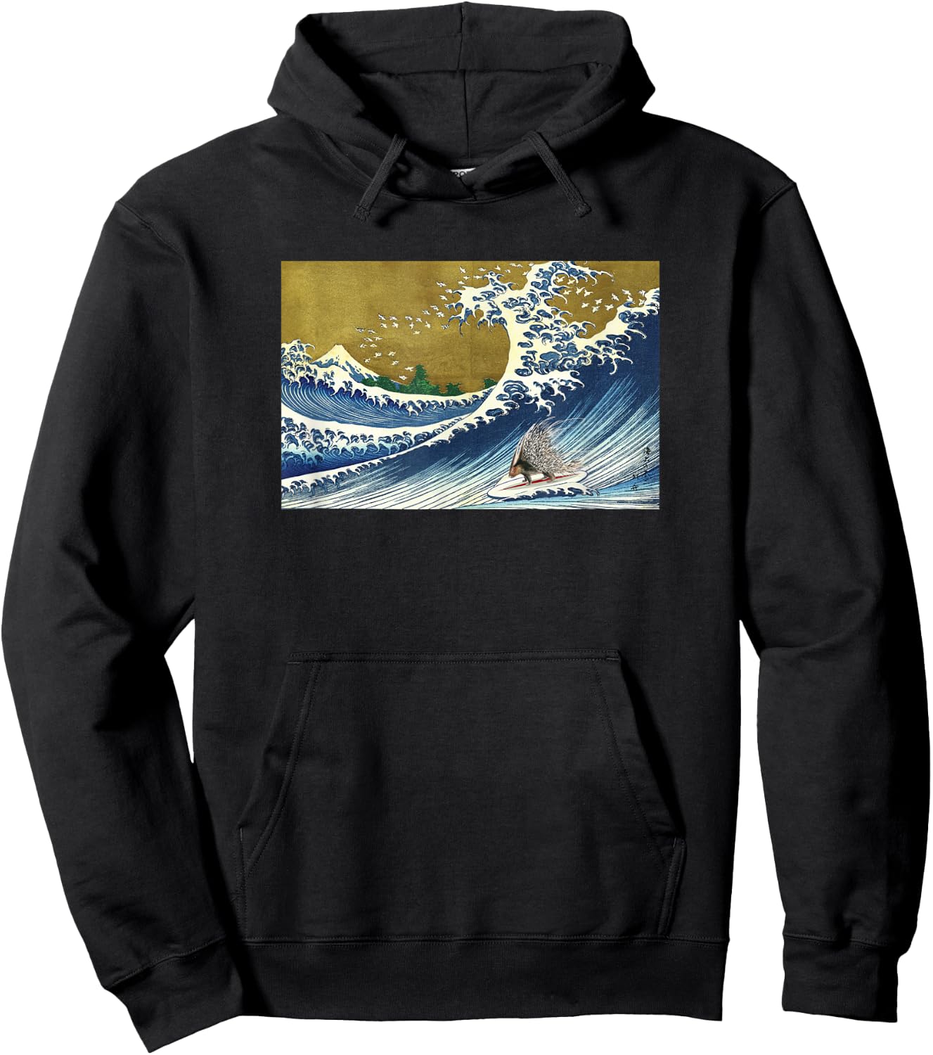Porcupine Gifts Shirts & Women's Surfing Porcupine Black Small Classic Fit Short Sleeve Hoodie - Hoodie | Black