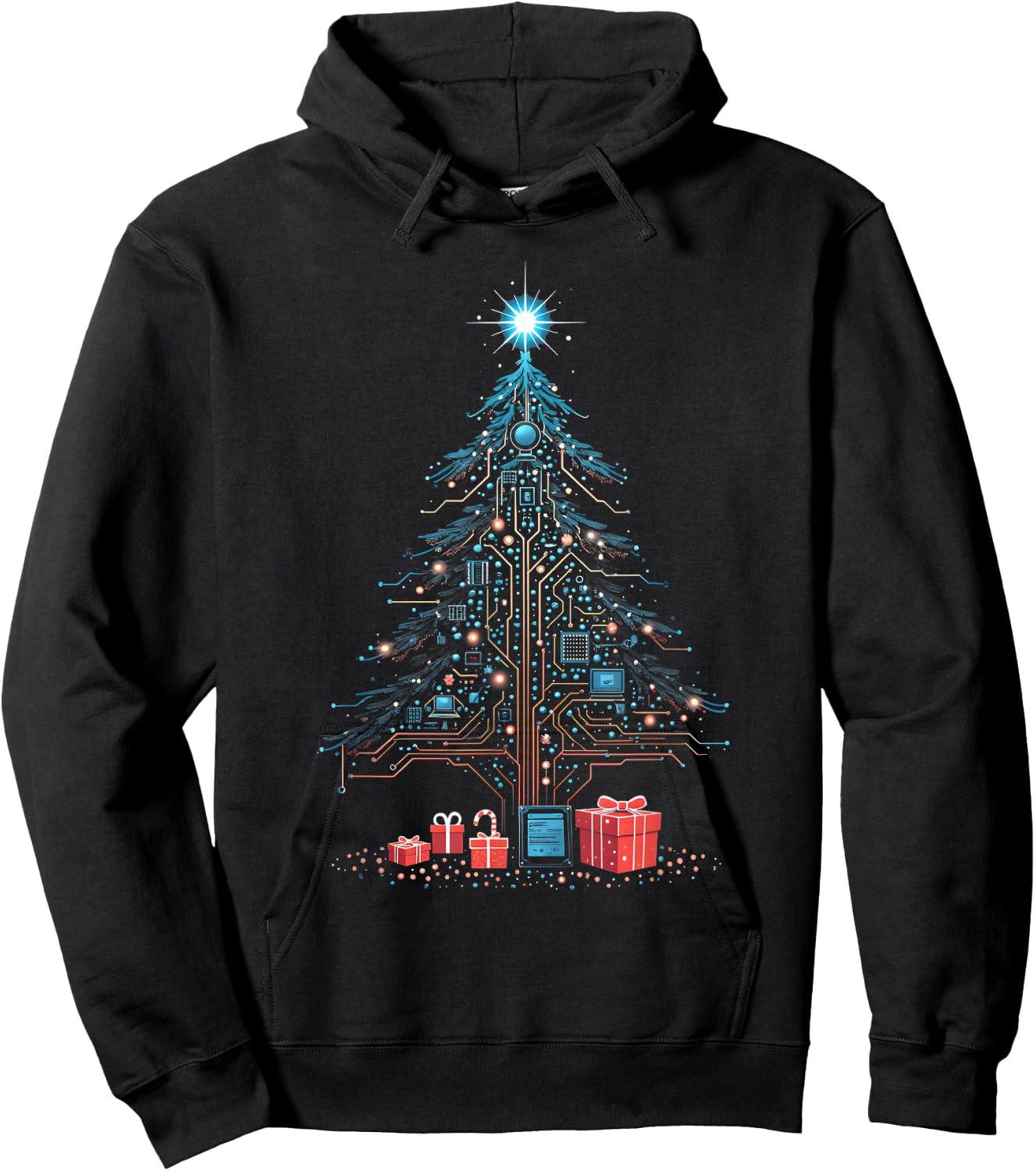 Circuits Christmas Tree Funny Tech Support IT Computer Geeks Hoodie - Hoodie | Black
