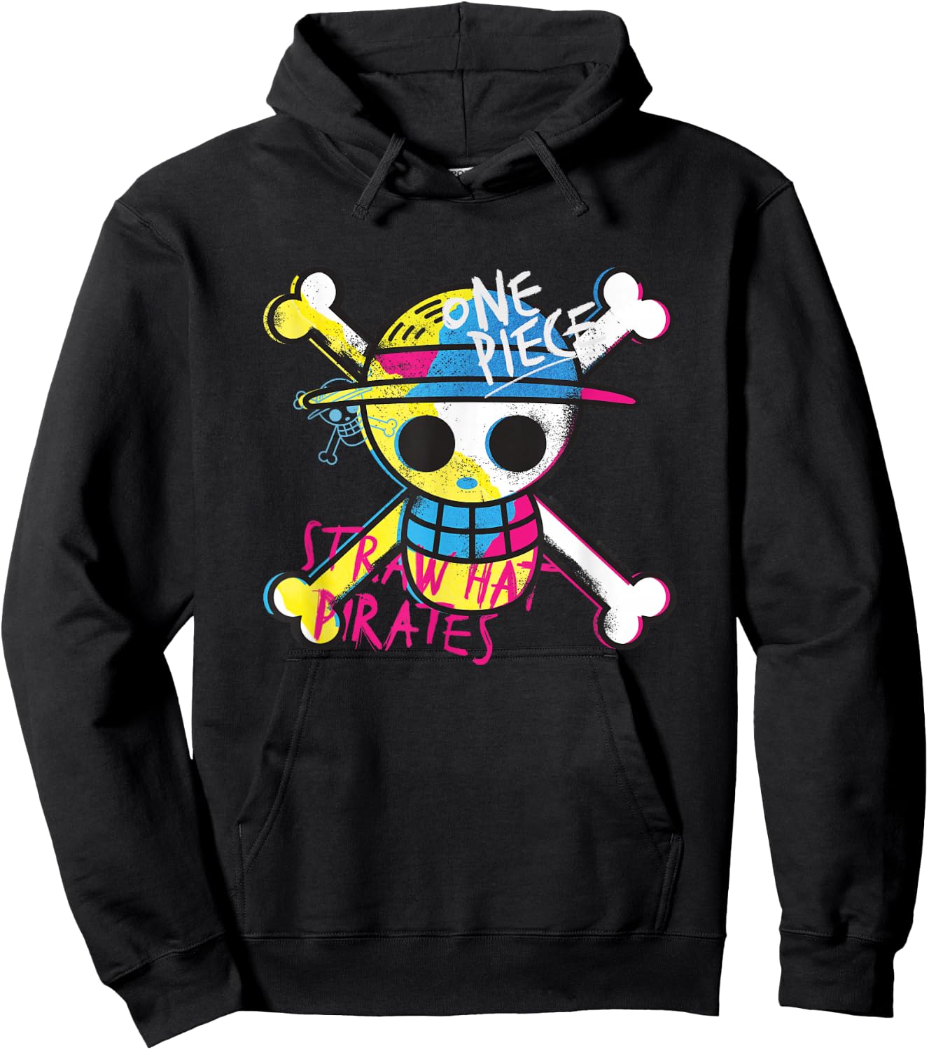 One Piece Straw Hat Pirate Colour Logo Monkey D Luffy , blue Hoodie - Hoodie | Black