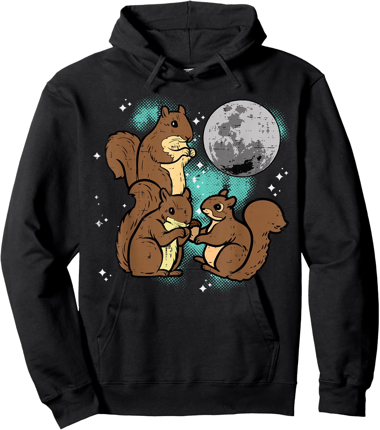 Squirrels Moon Funny Animal Rodent Meme Men Women Kids Boys Hoodie - Hoodie | Black